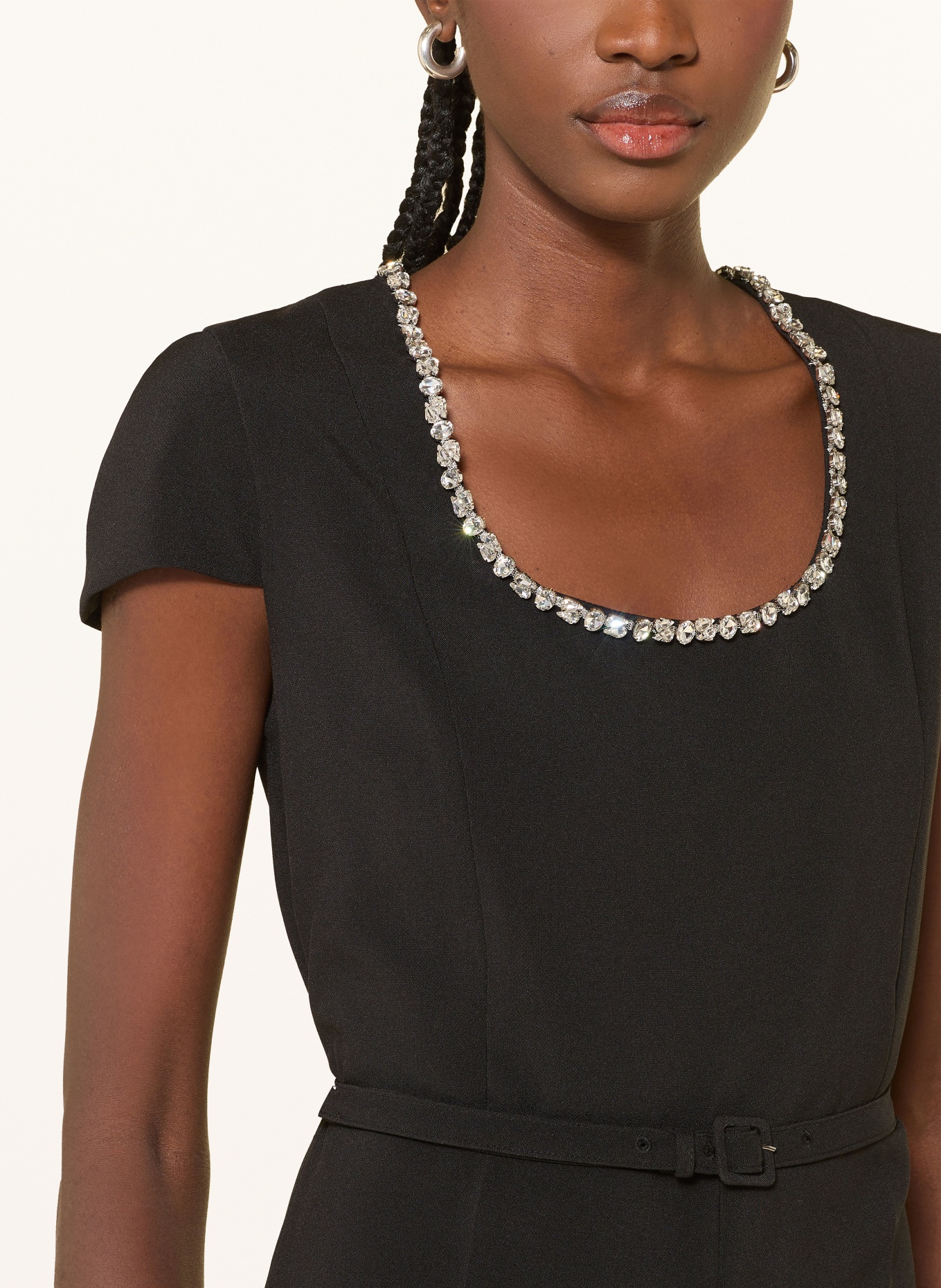 SANDRO Jumpsuit mit Schmucksteinen: SCHWARZ