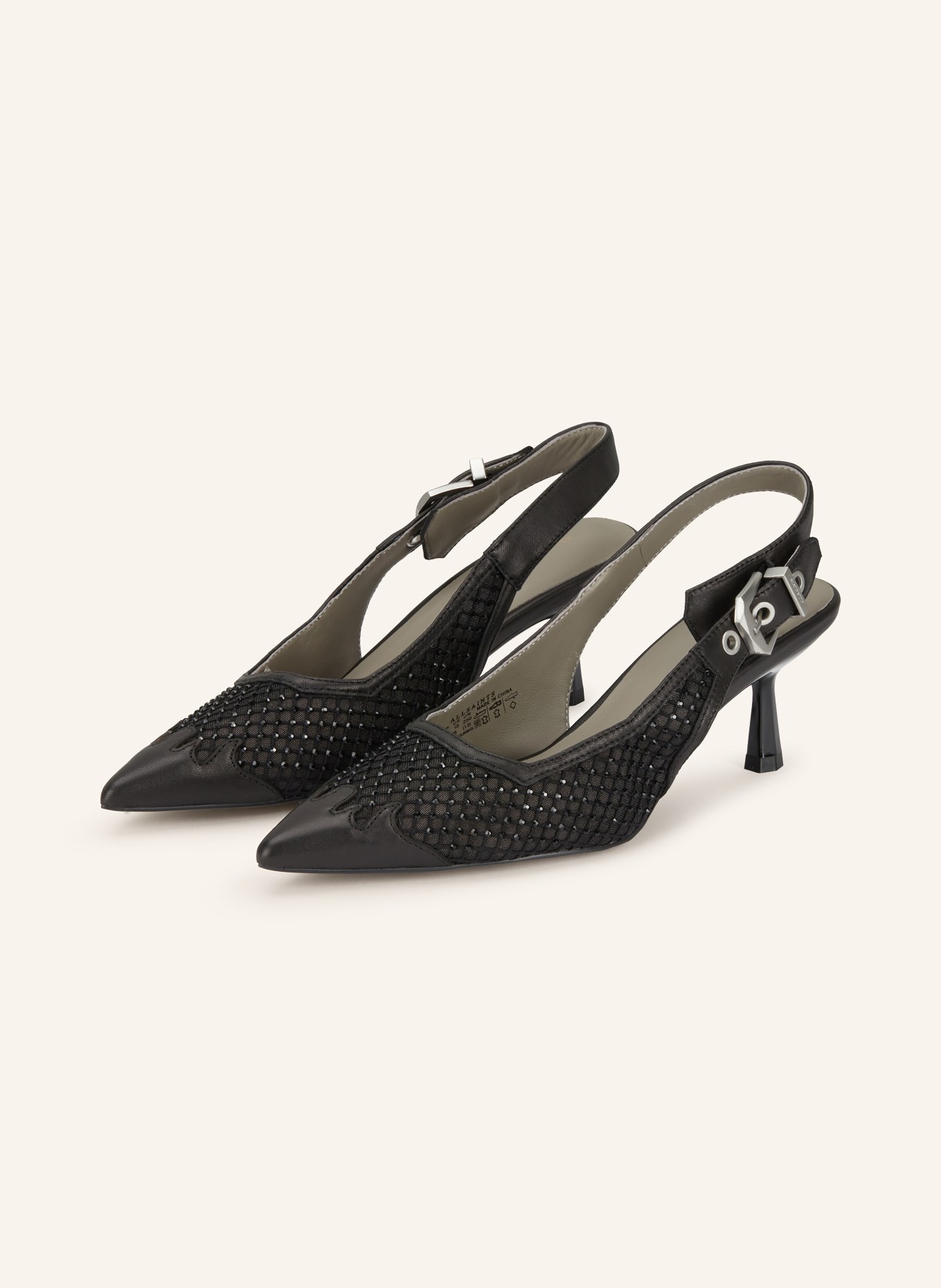 ALLSAINTS Slingpumps IDIYA mit Schmucksteinen: SCHWARZ