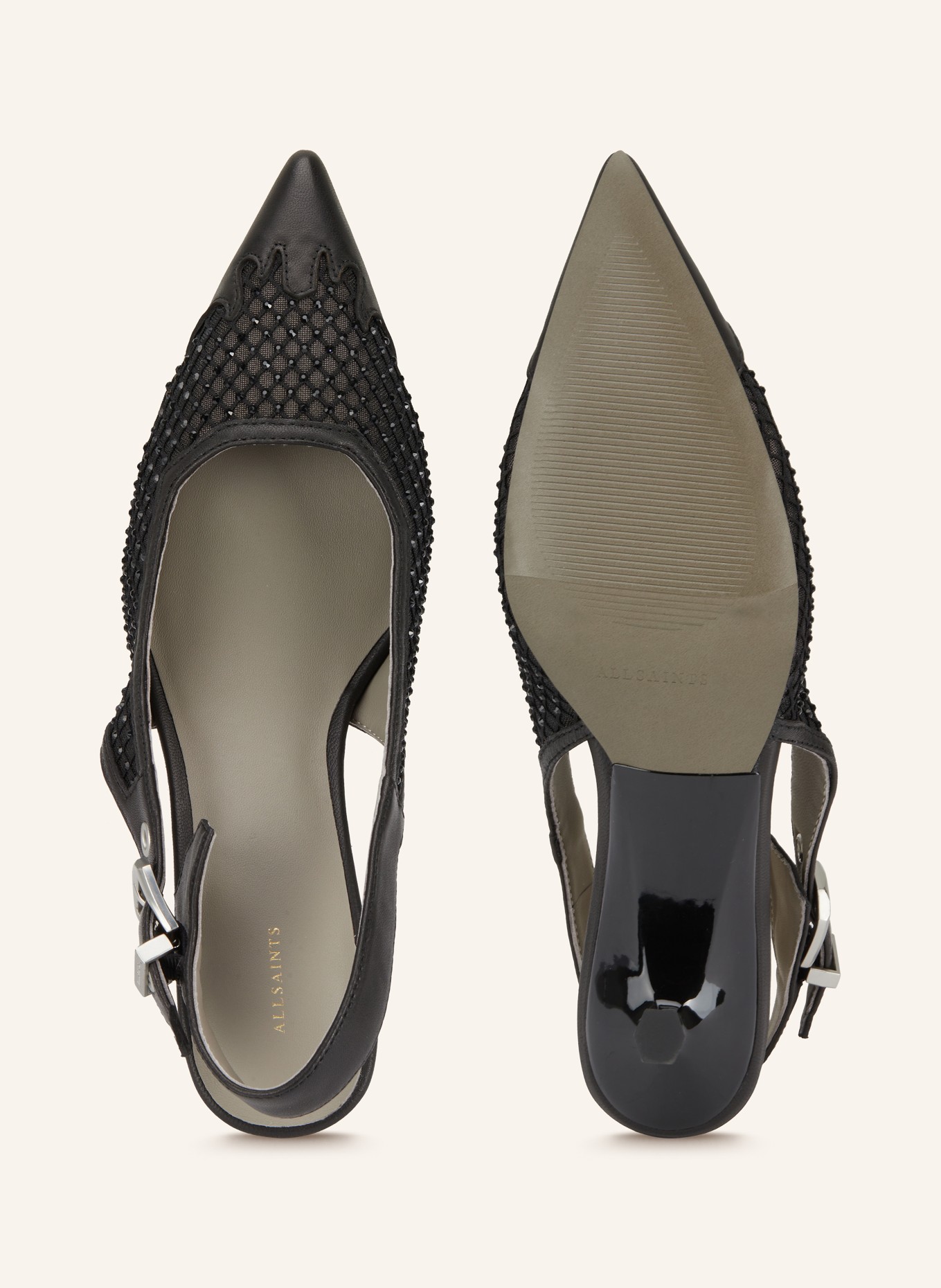 ALLSAINTS Slingpumps IDIYA mit Schmucksteinen: SCHWARZ