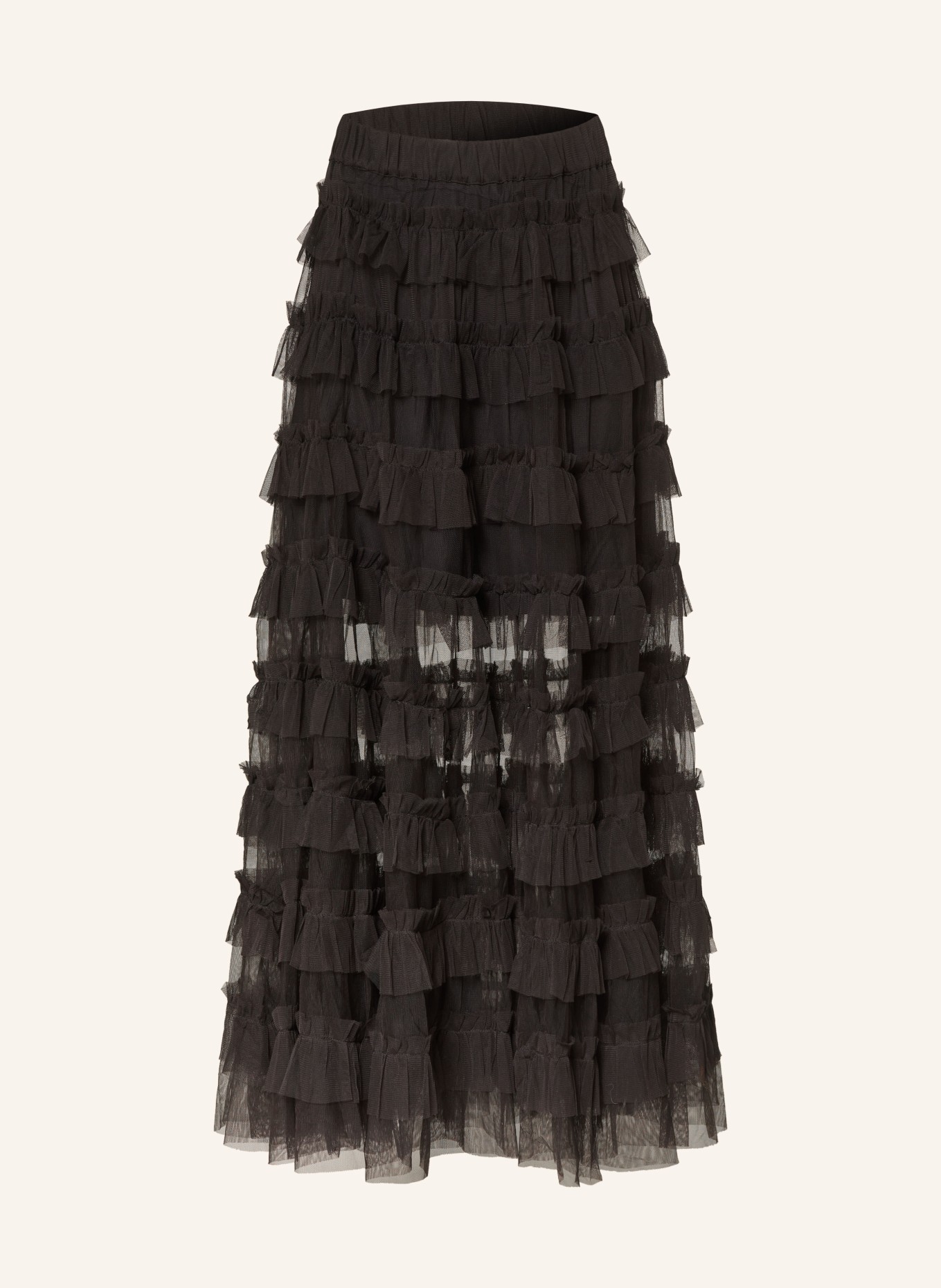 ALLSAINTS Tüllrock mit Rüschen: SCHWARZ