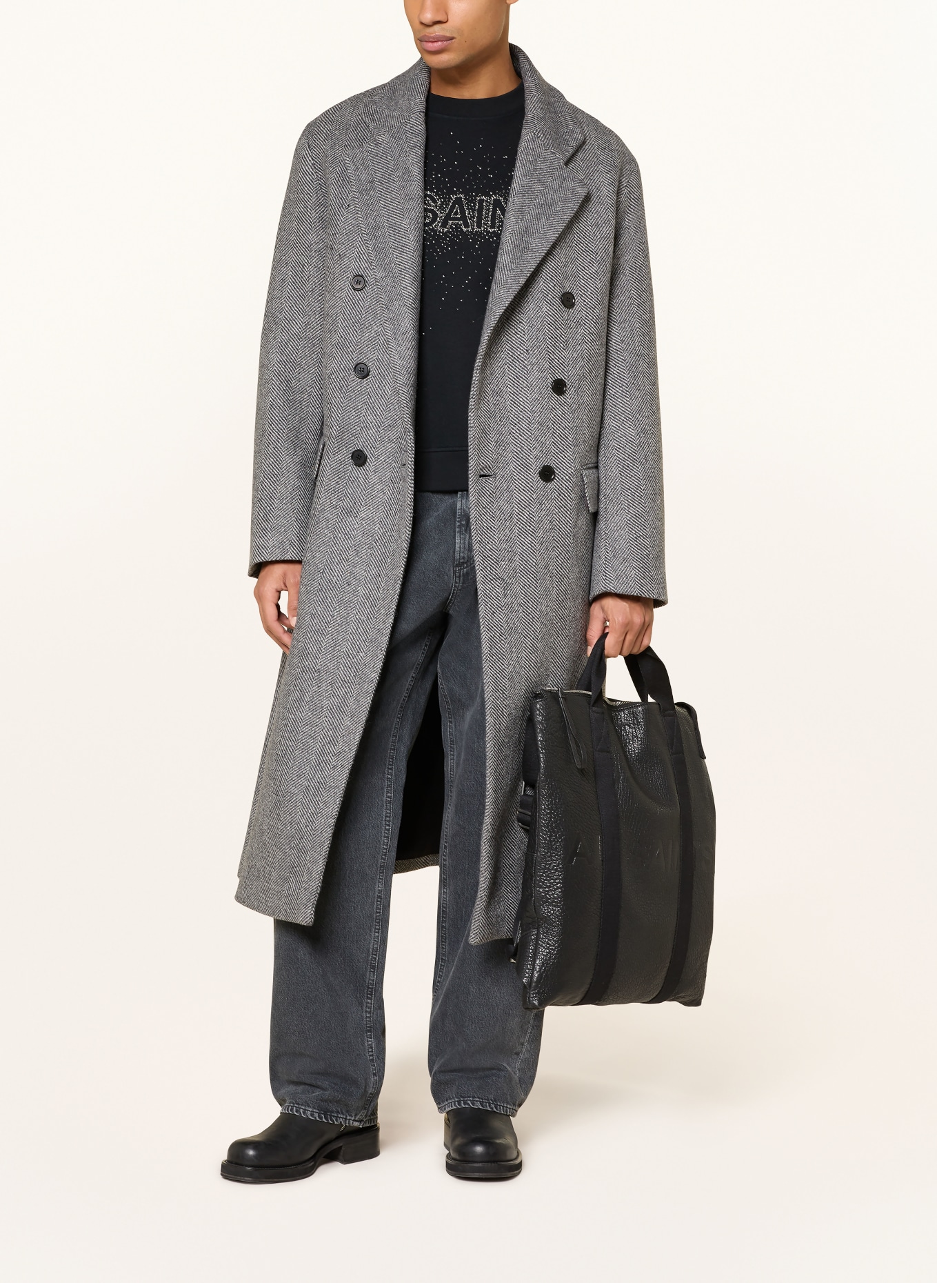 ALLSAINTS Wollmantel EZRA: GRAU / HELLGRAU