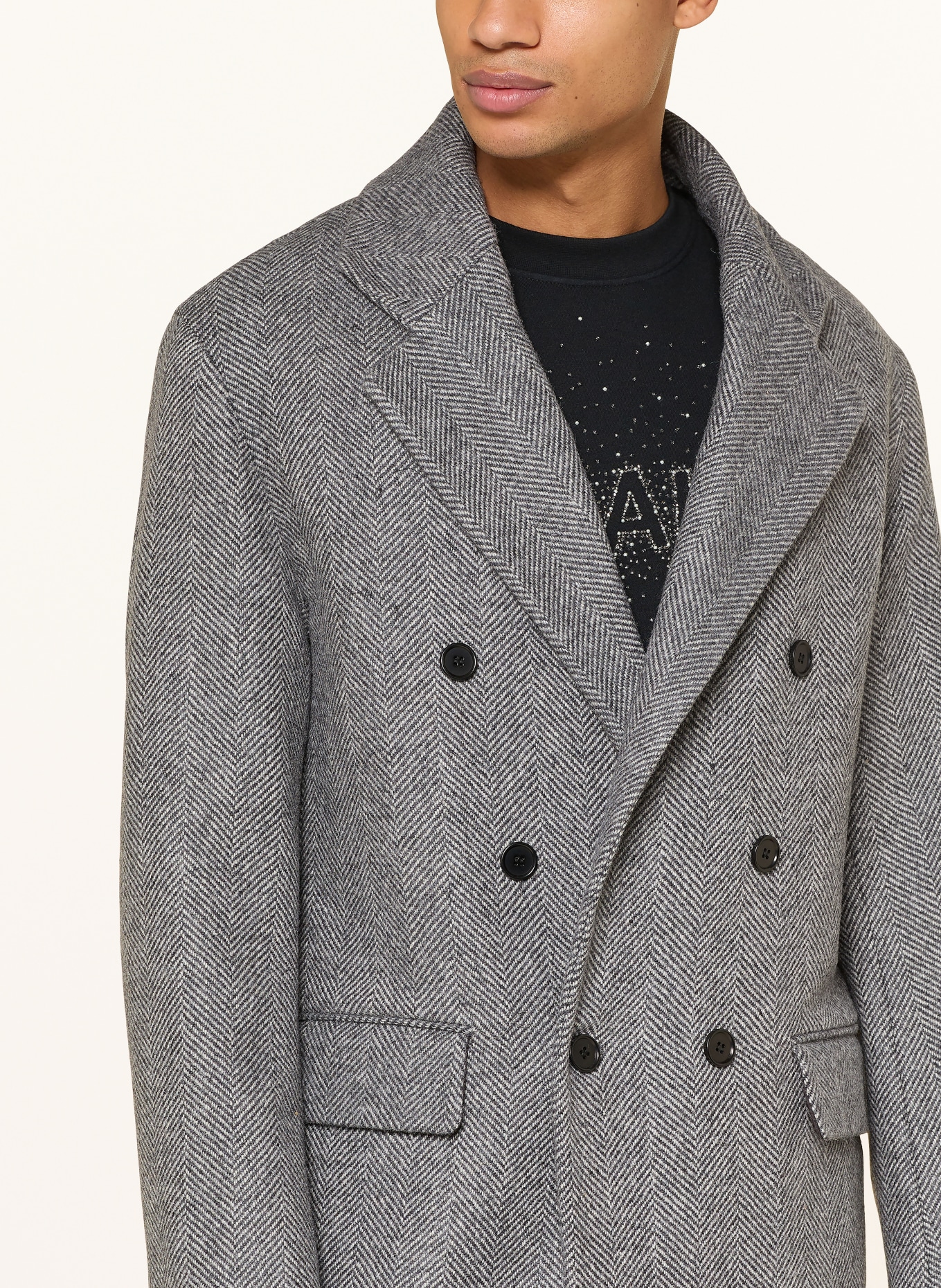 ALLSAINTS Wollmantel EZRA: GRAU / HELLGRAU