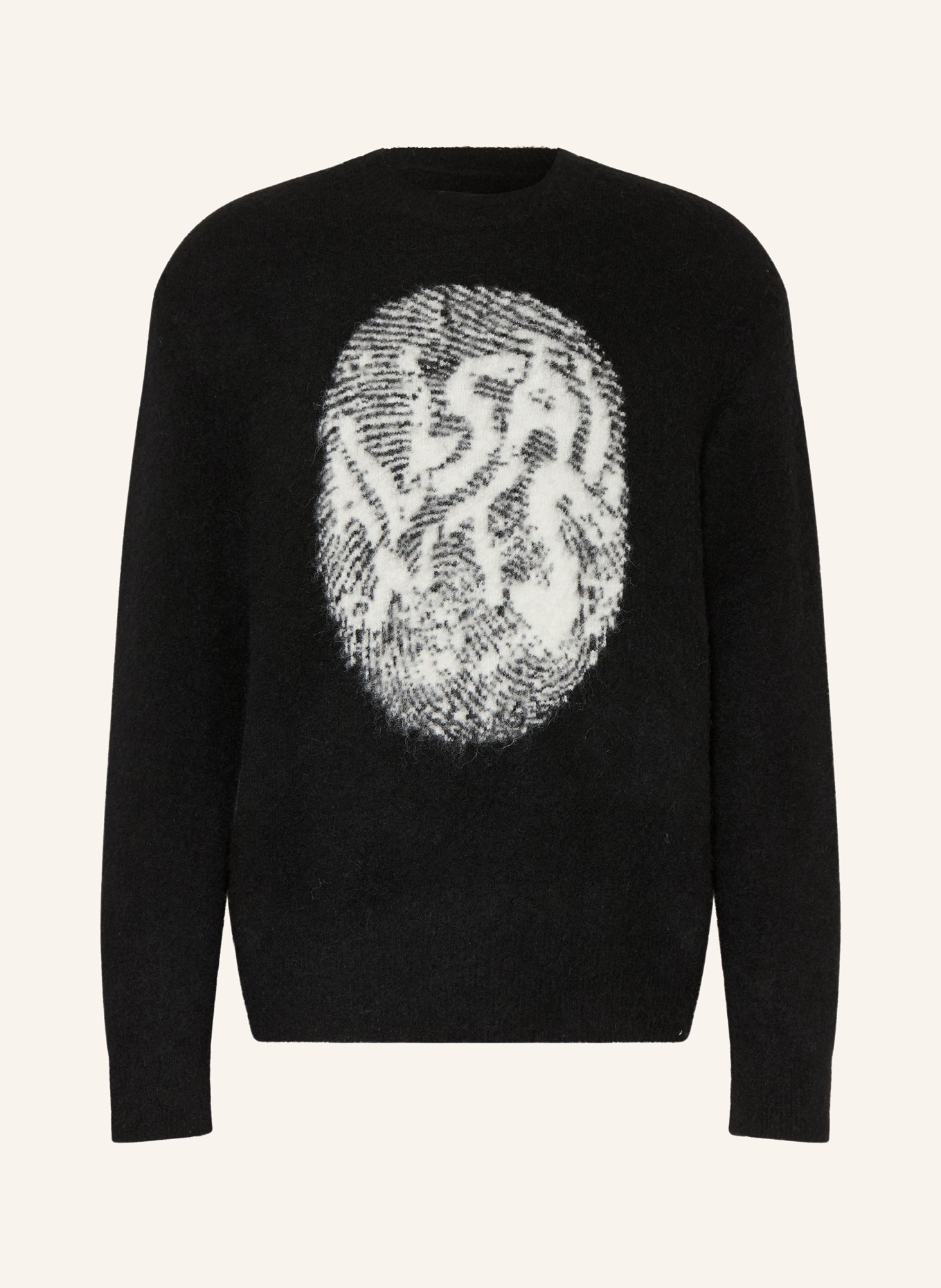 ALLSAINTS Pullover RIDGES mit Alpaka: SCHWARZ / WEISS