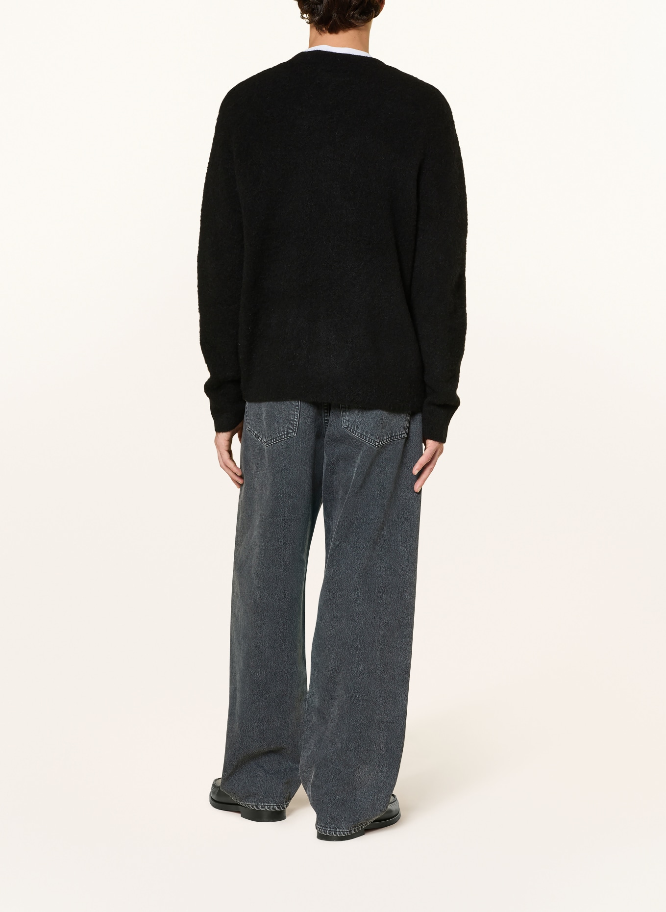 ALLSAINTS Pullover RIDGES mit Alpaka: SCHWARZ / WEISS