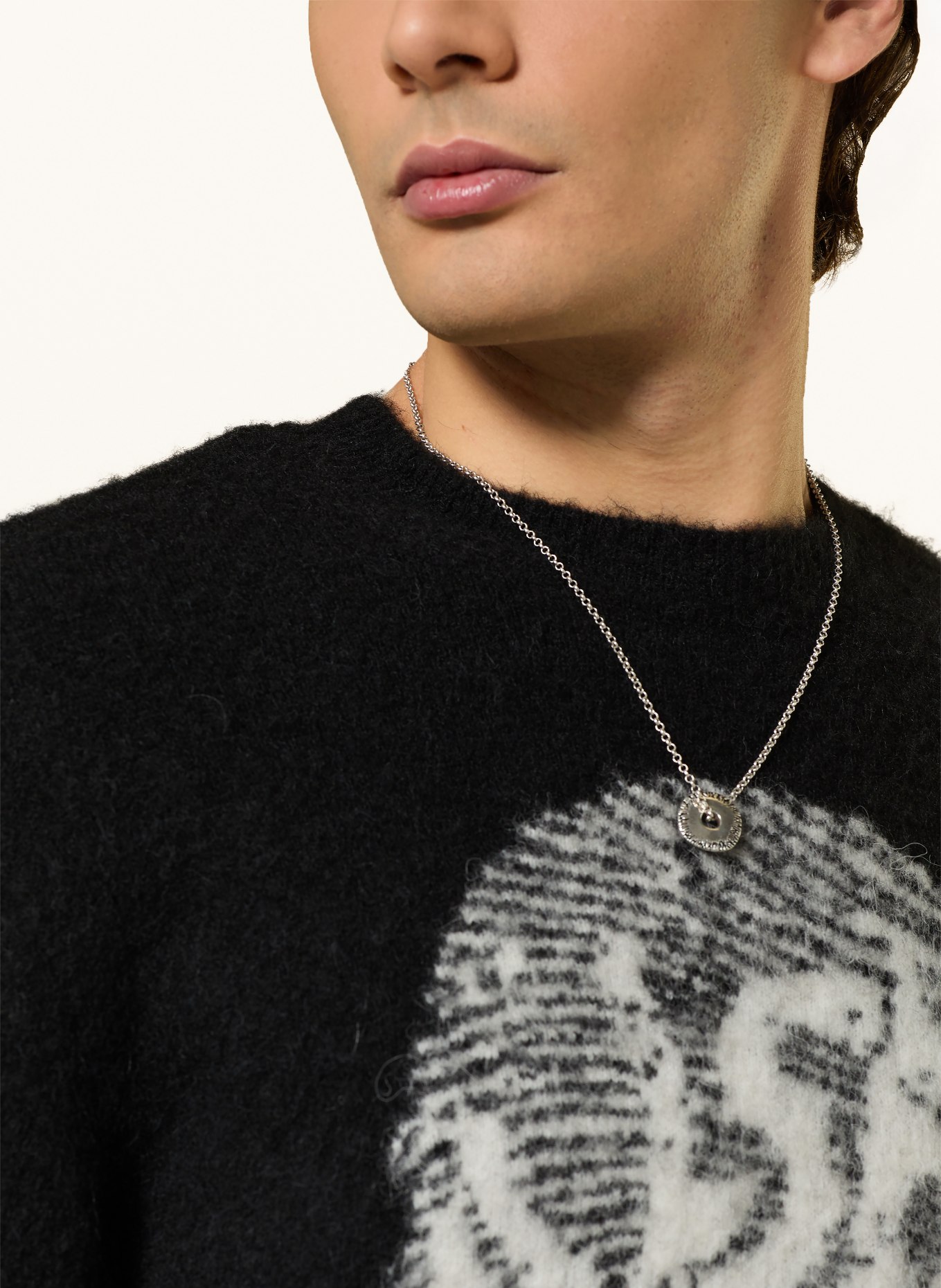 ALLSAINTS Pullover RIDGES mit Alpaka: SCHWARZ / WEISS