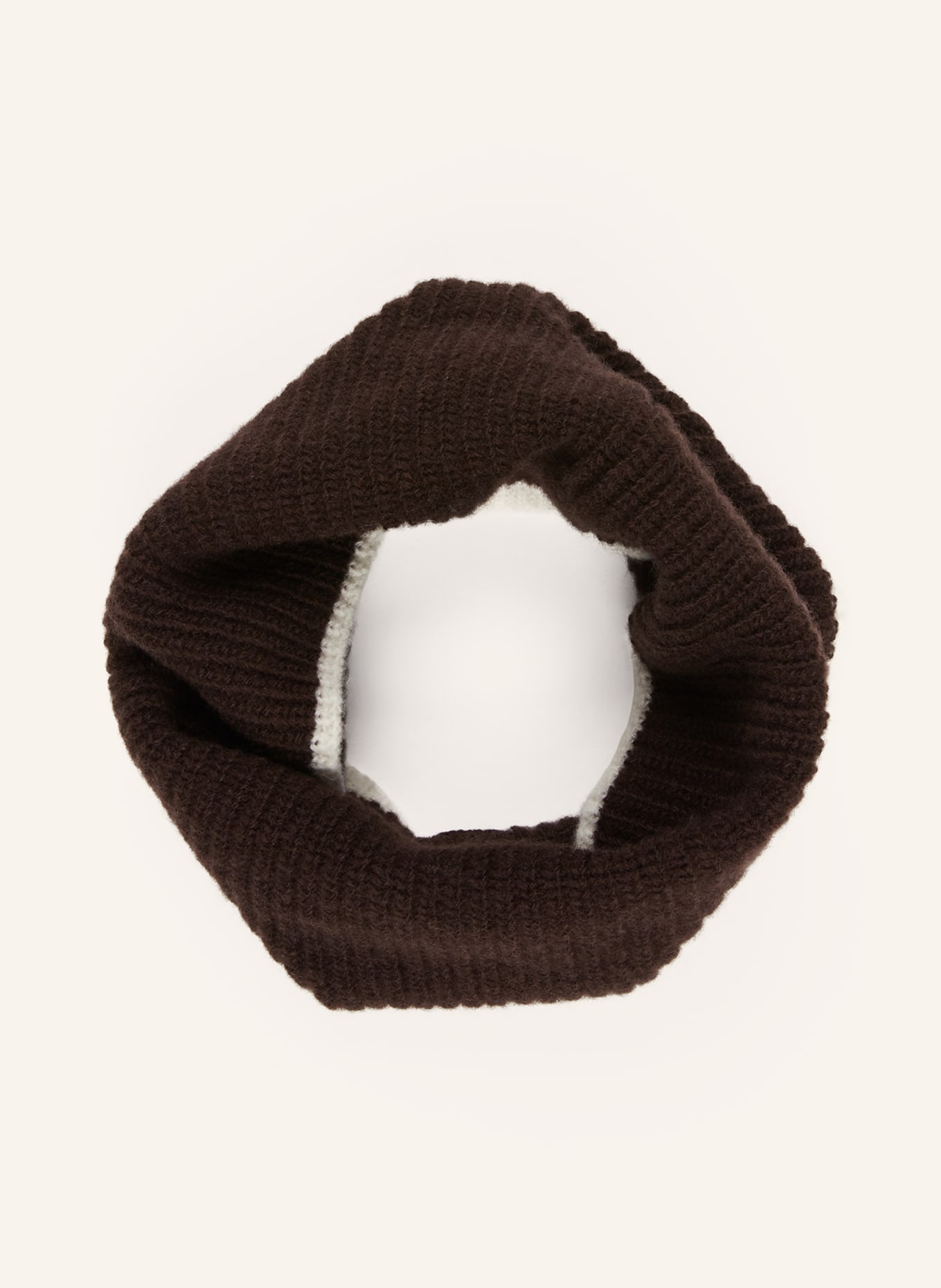 SANDRO Loop-Schal: DUNKELBRAUN / WEISS