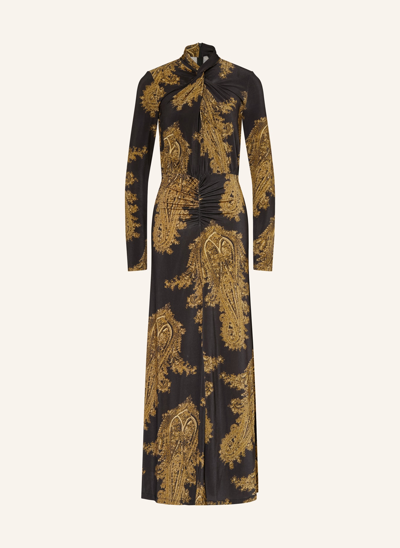 ALLSAINTS Jerseykleid MINA: SCHWARZ / DUNKELGELB