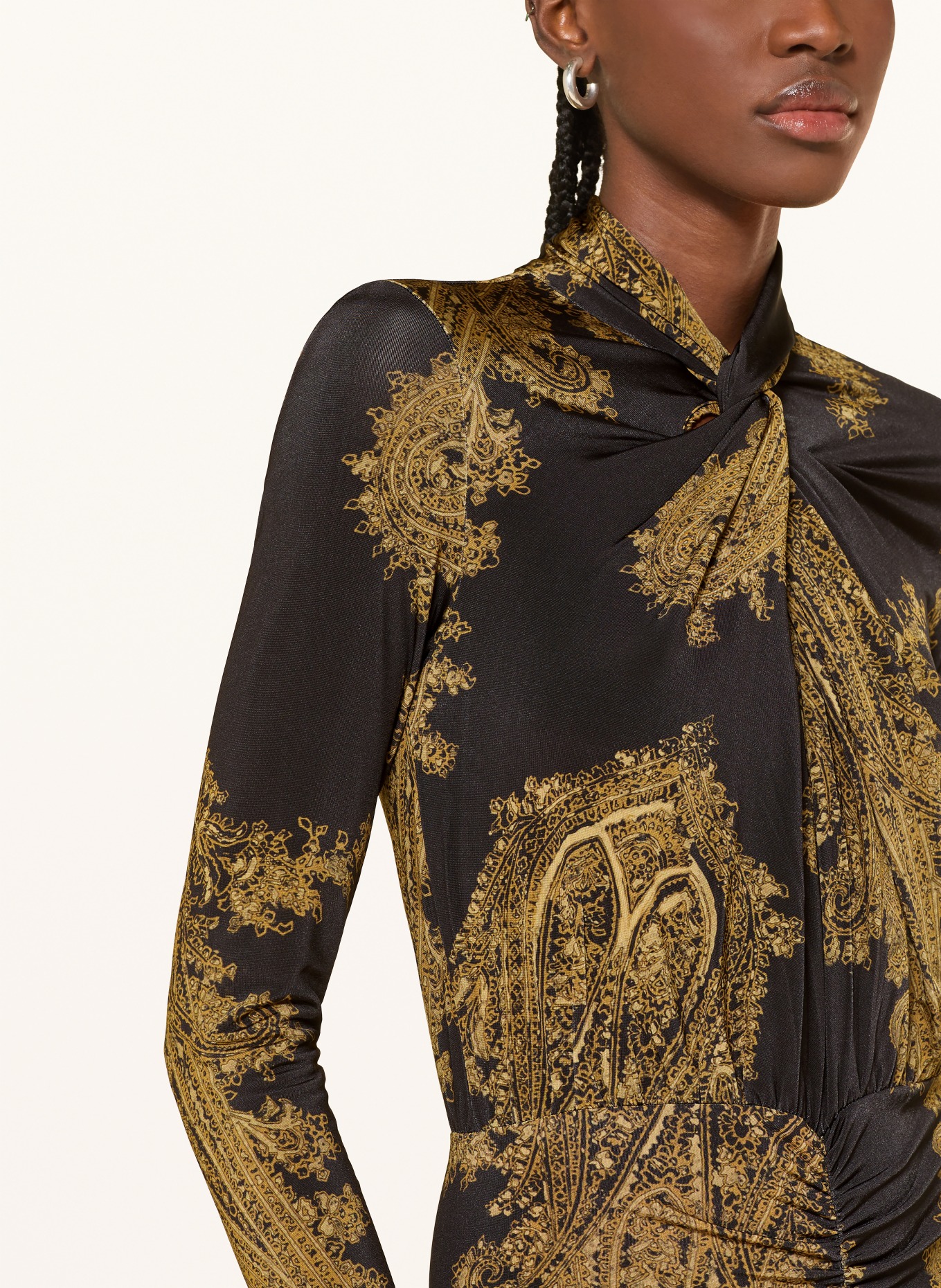 ALLSAINTS Jerseykleid MINA: SCHWARZ / DUNKELGELB