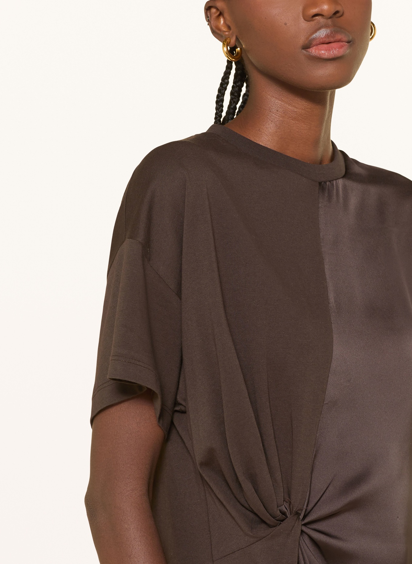 ALLSAINTS Kleid LANA im Materialmix mit Spitze: DUNKELBRAUN