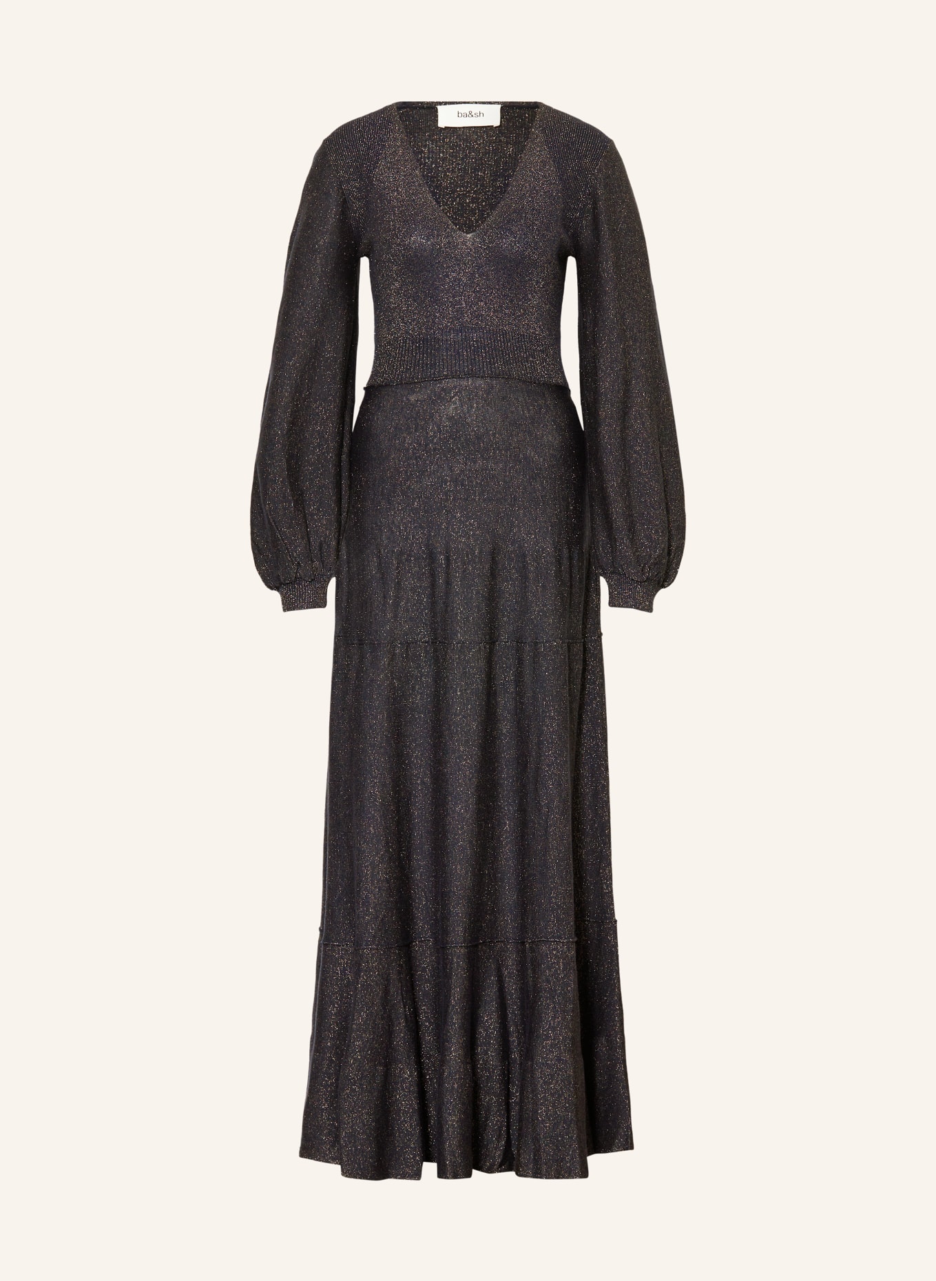 ba&sh Kleid JENNA mit Glitzergarn: DUNKELBLAU / GOLD