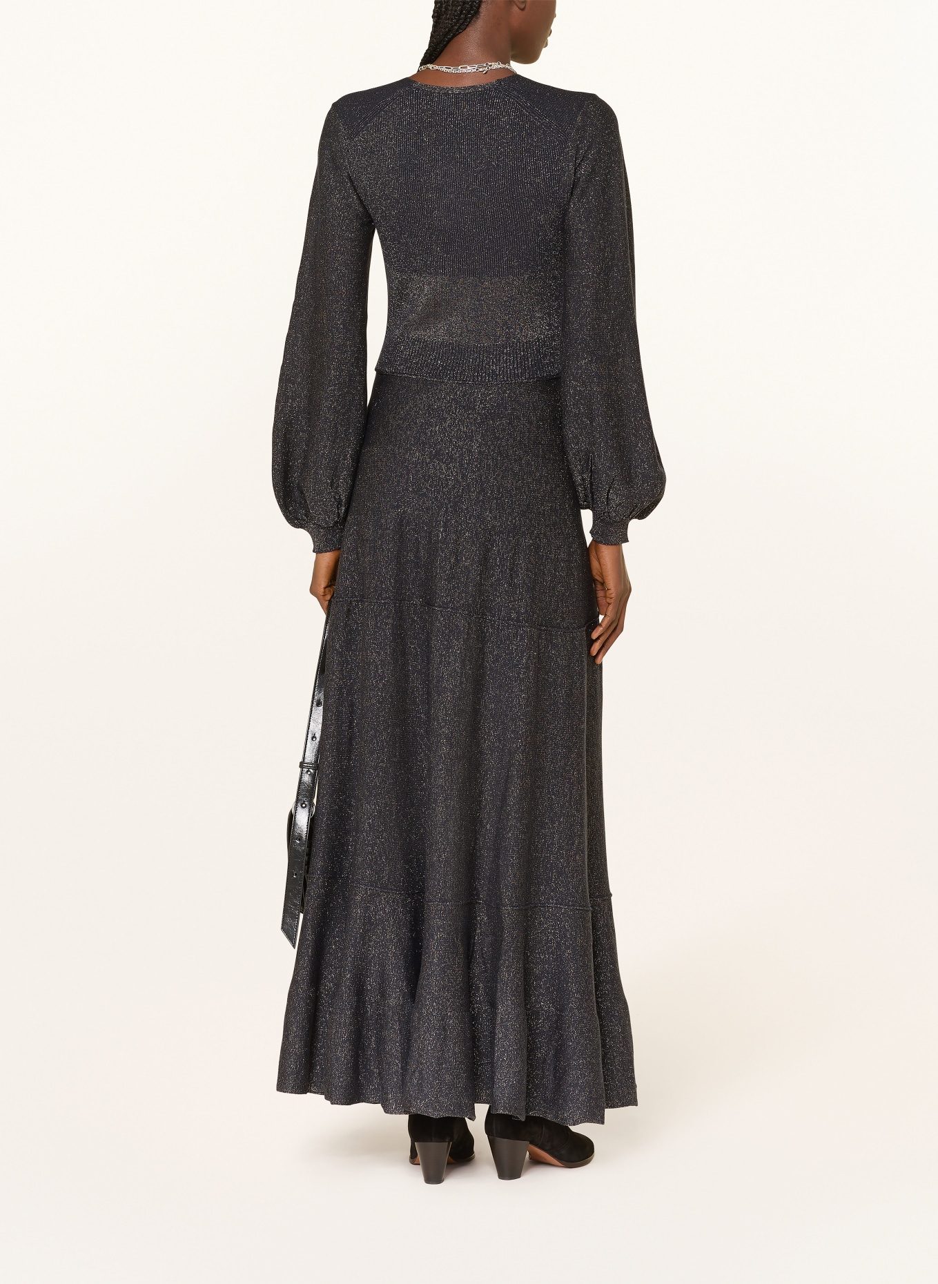 ba&sh Kleid JENNA mit Glitzergarn: DUNKELBLAU / GOLD