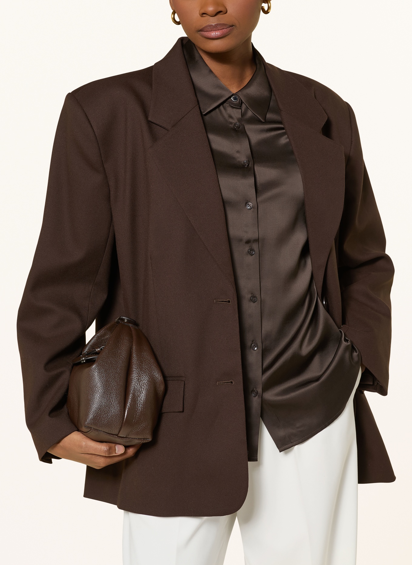 comma Hemdbluse aus Satin: DUNKELBRAUN