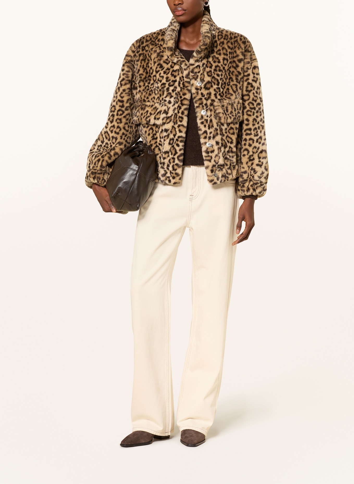 ba&sh Kunstfell-Jacke JAROS: CAMEL / DUNKELBRAUN