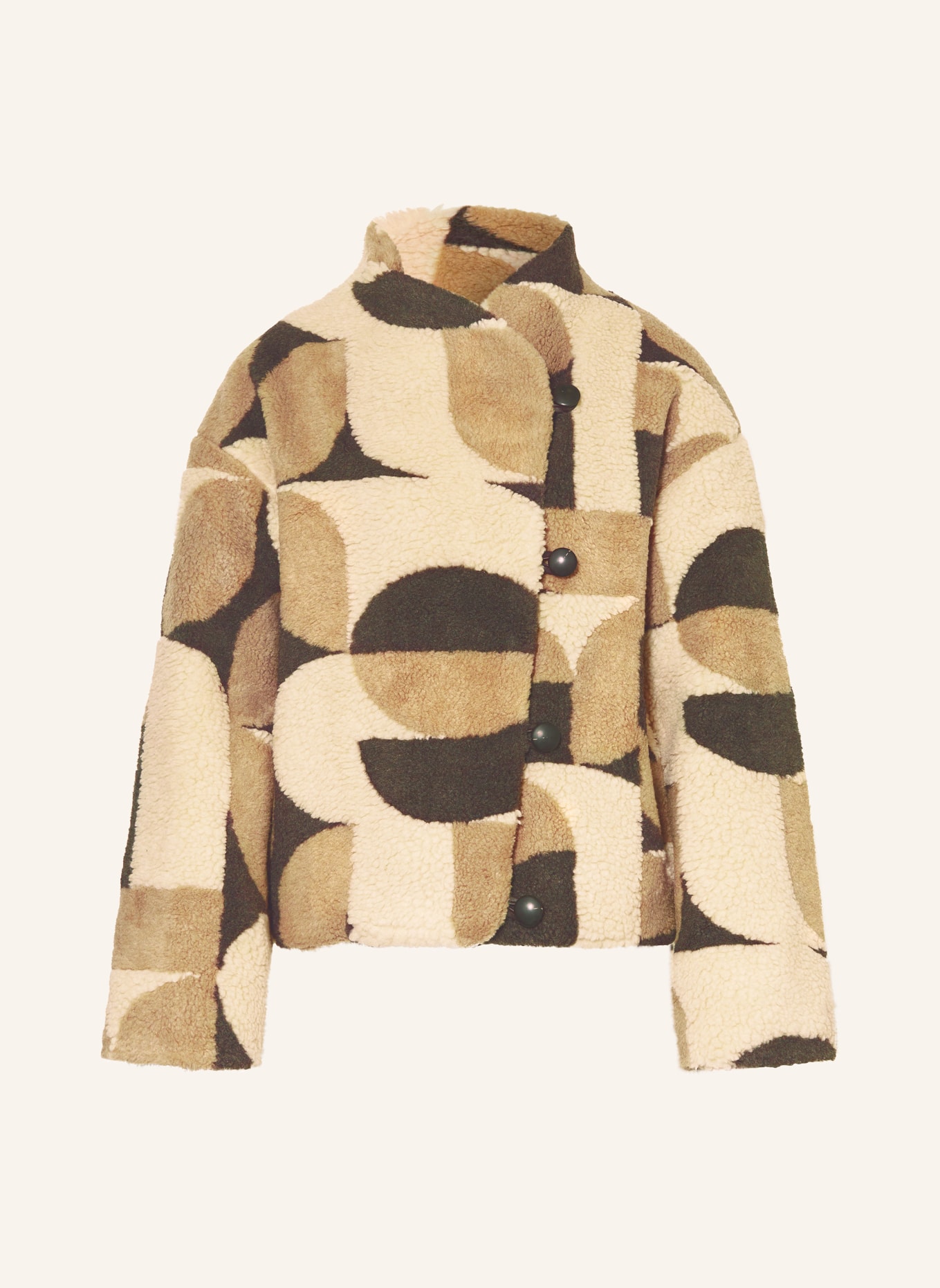 ba&sh Teddyfell-Jacke FUTURA: CREME / BEIGE / DUNKELGRAU