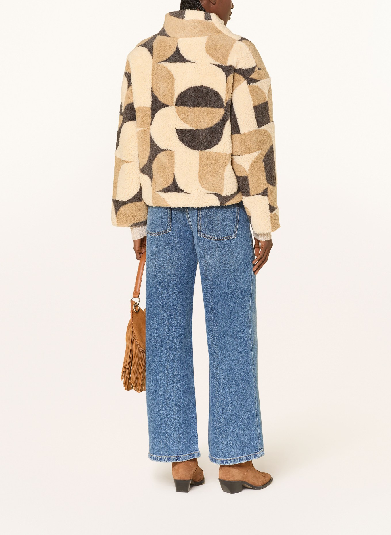 ba&sh Teddyfell-Jacke FUTURA: CREME / BEIGE / DUNKELGRAU