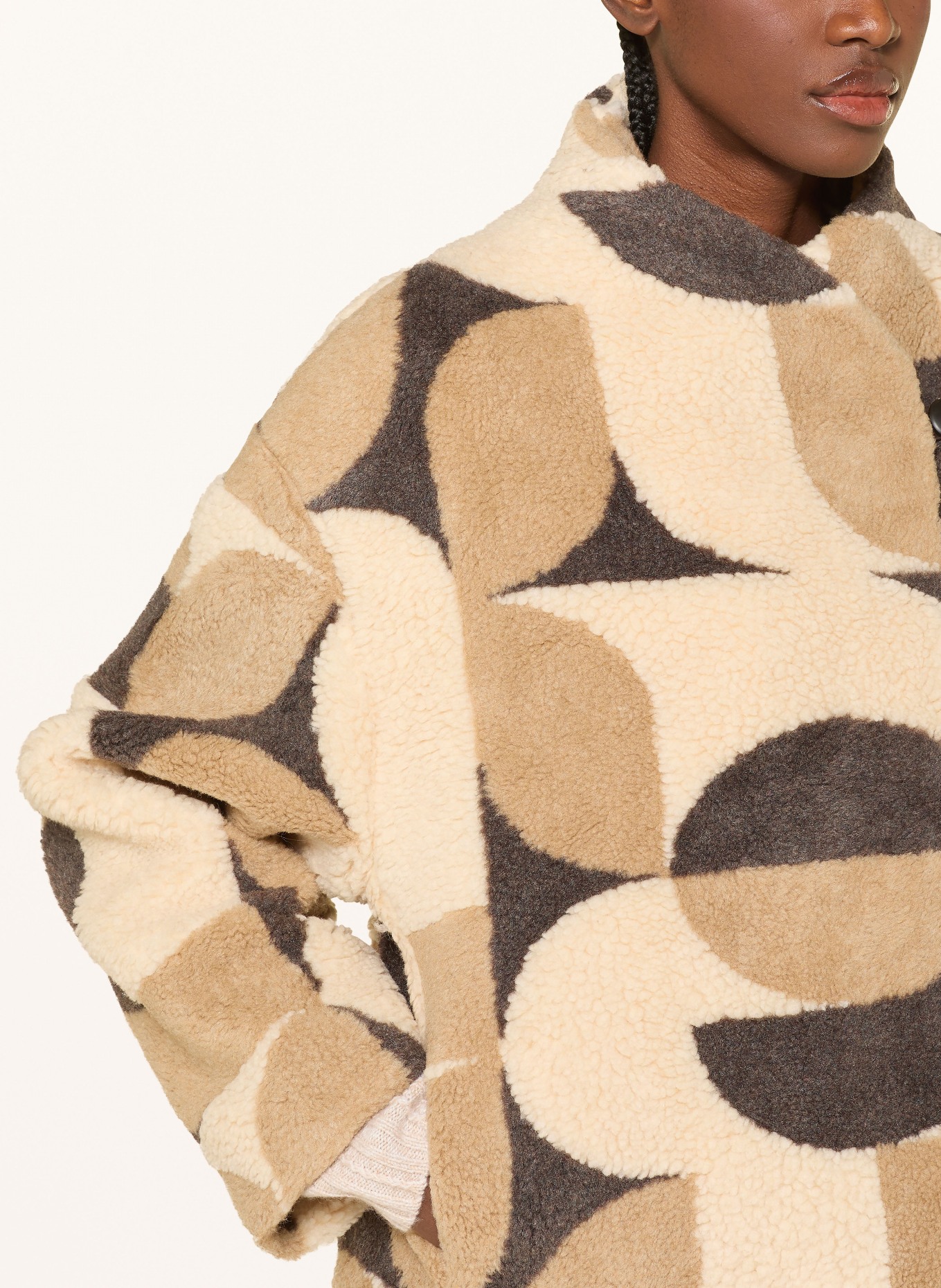 ba&sh Teddyfell-Jacke FUTURA: CREME / BEIGE / DUNKELGRAU