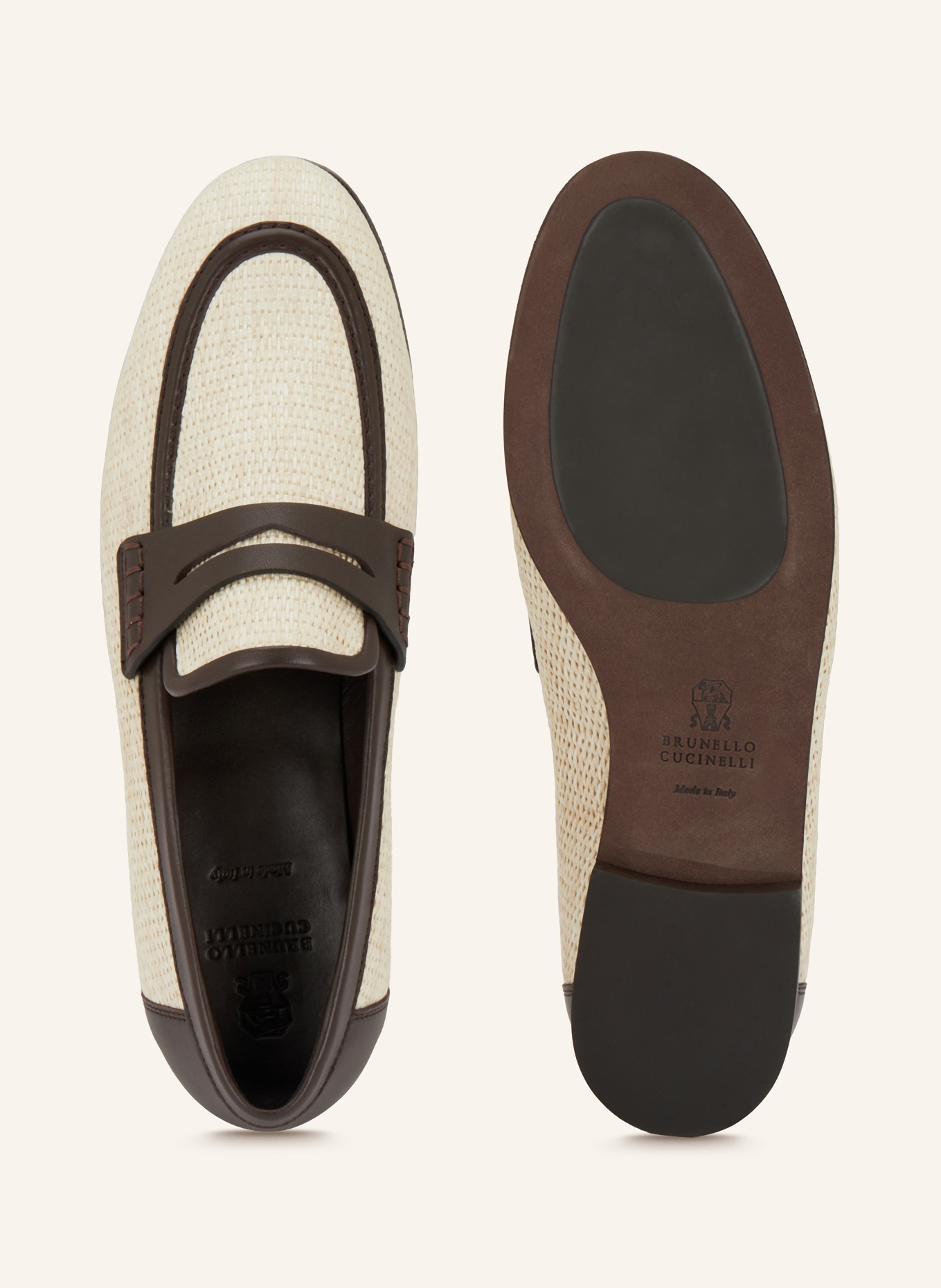 BRUNELLO CUCINELLI Penny-Loafer: HELLBRAUN / DUNKELBRAUN