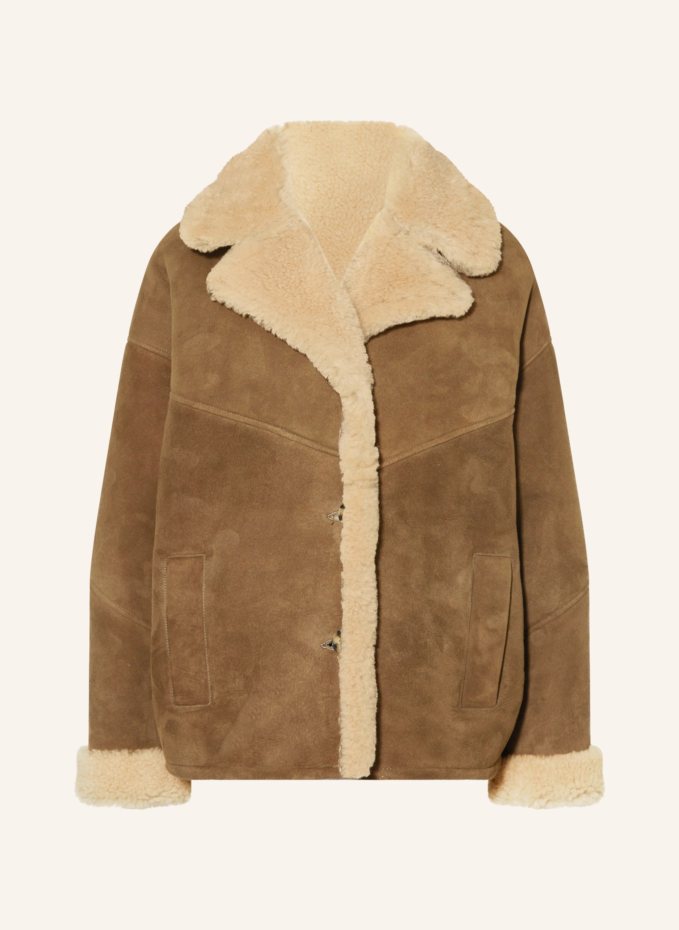 ba&sh Lederjacke MAGGY: BRAUN / BEIGE
