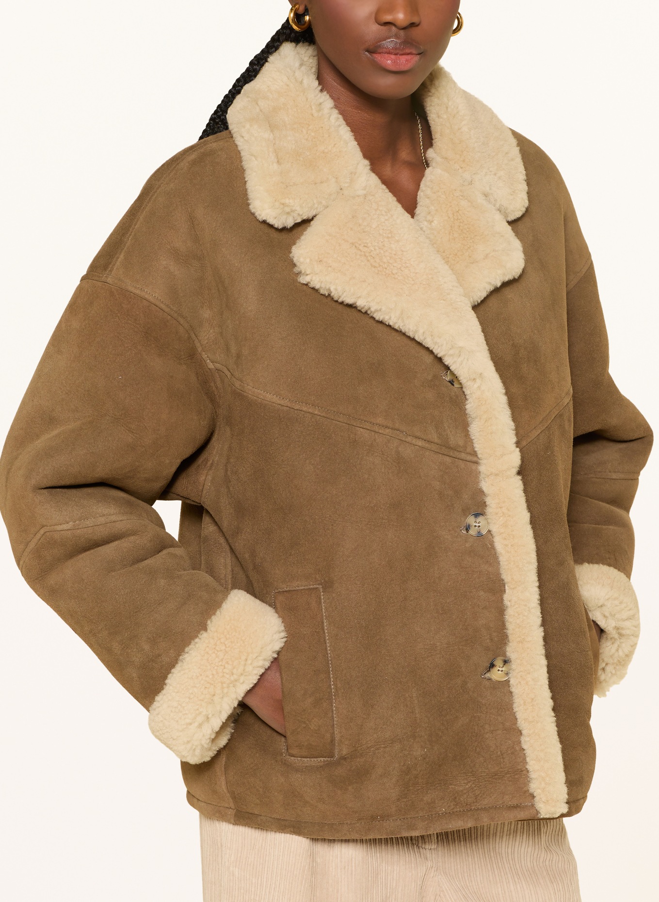 ba&sh Lederjacke MAGGY: BRAUN / BEIGE