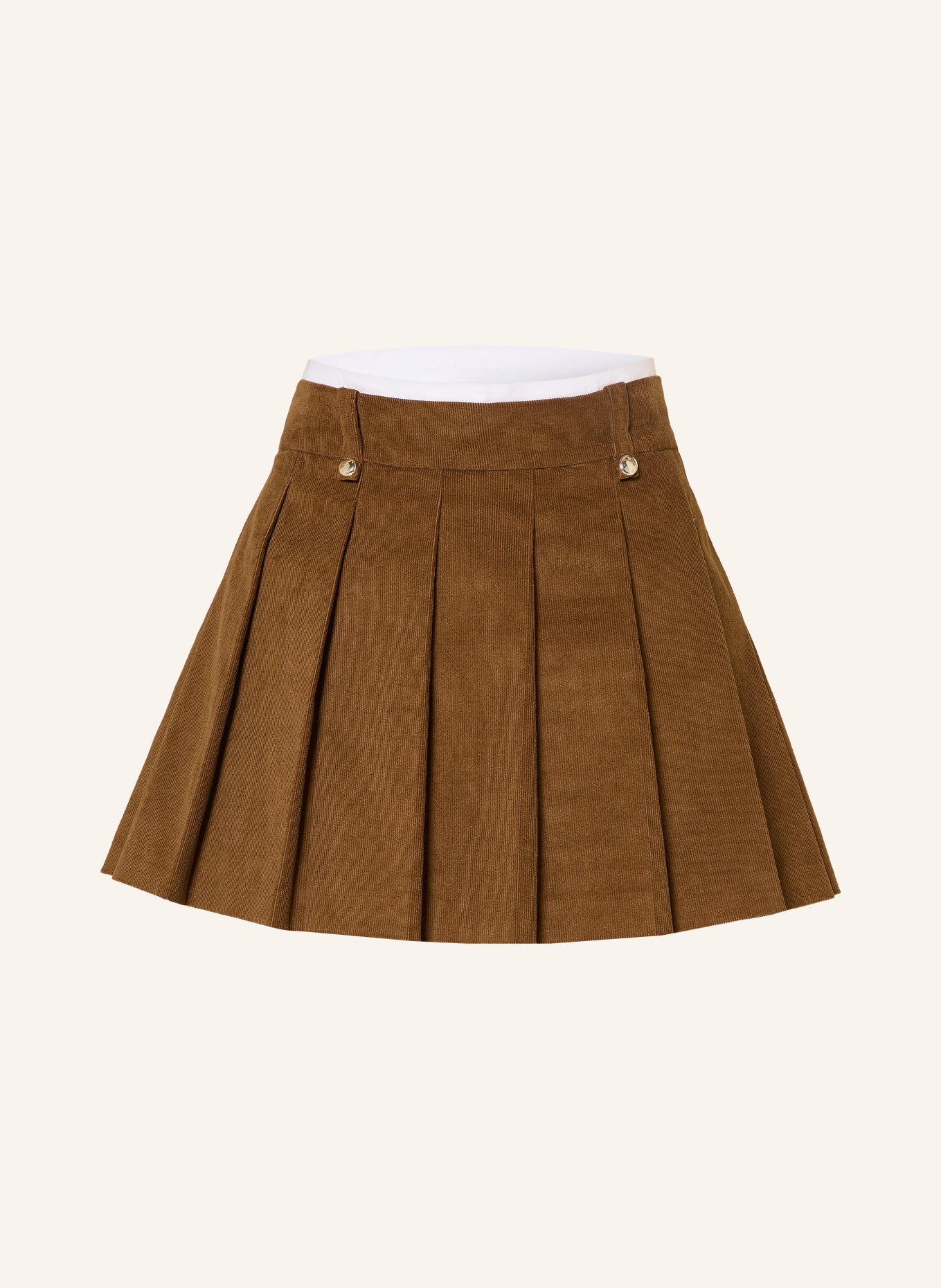 maje Faltenrock aus Cord: CAMEL