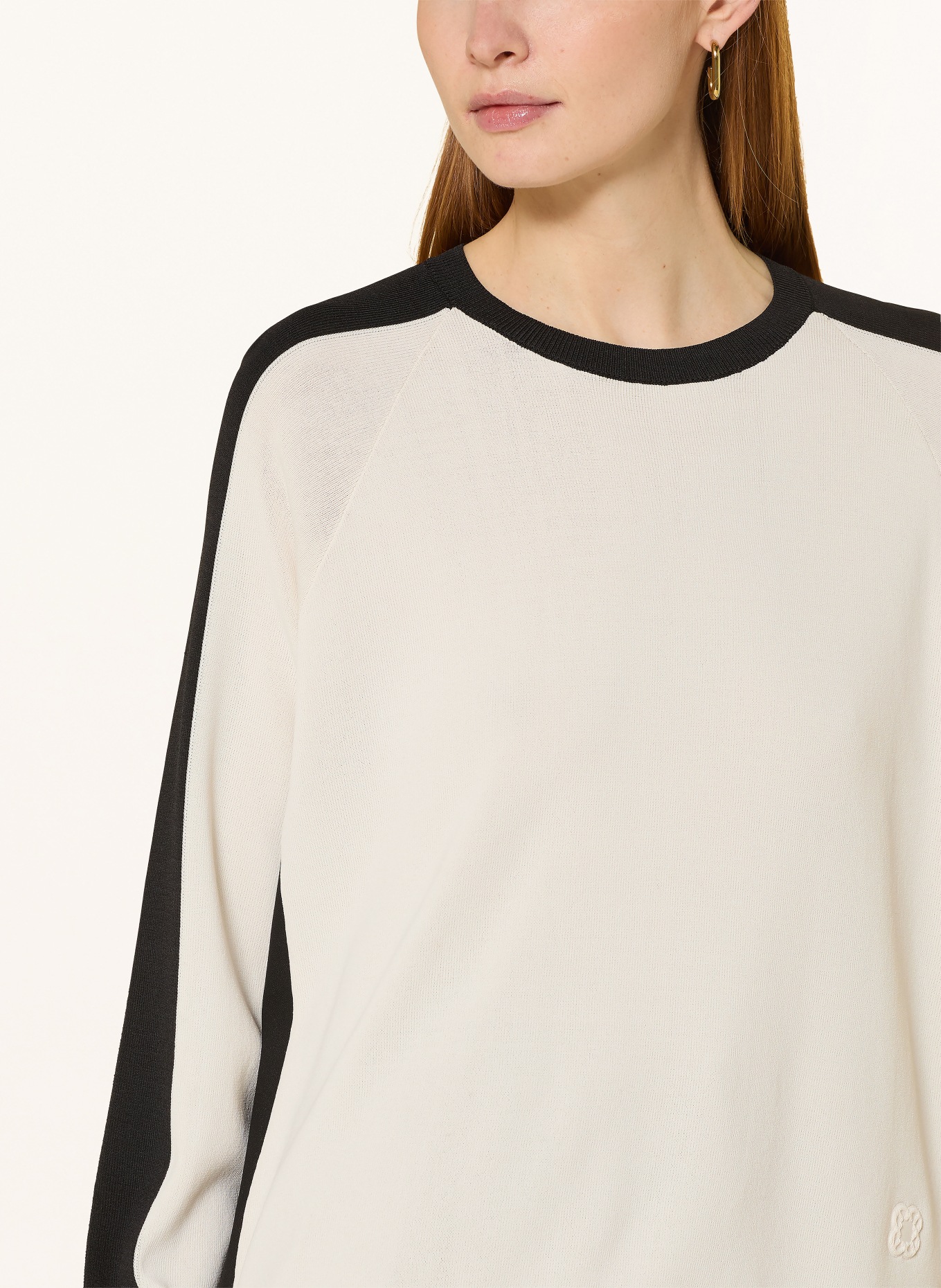 ELENA MIRO Pullover im Materialmix: CREME / SCHWARZ