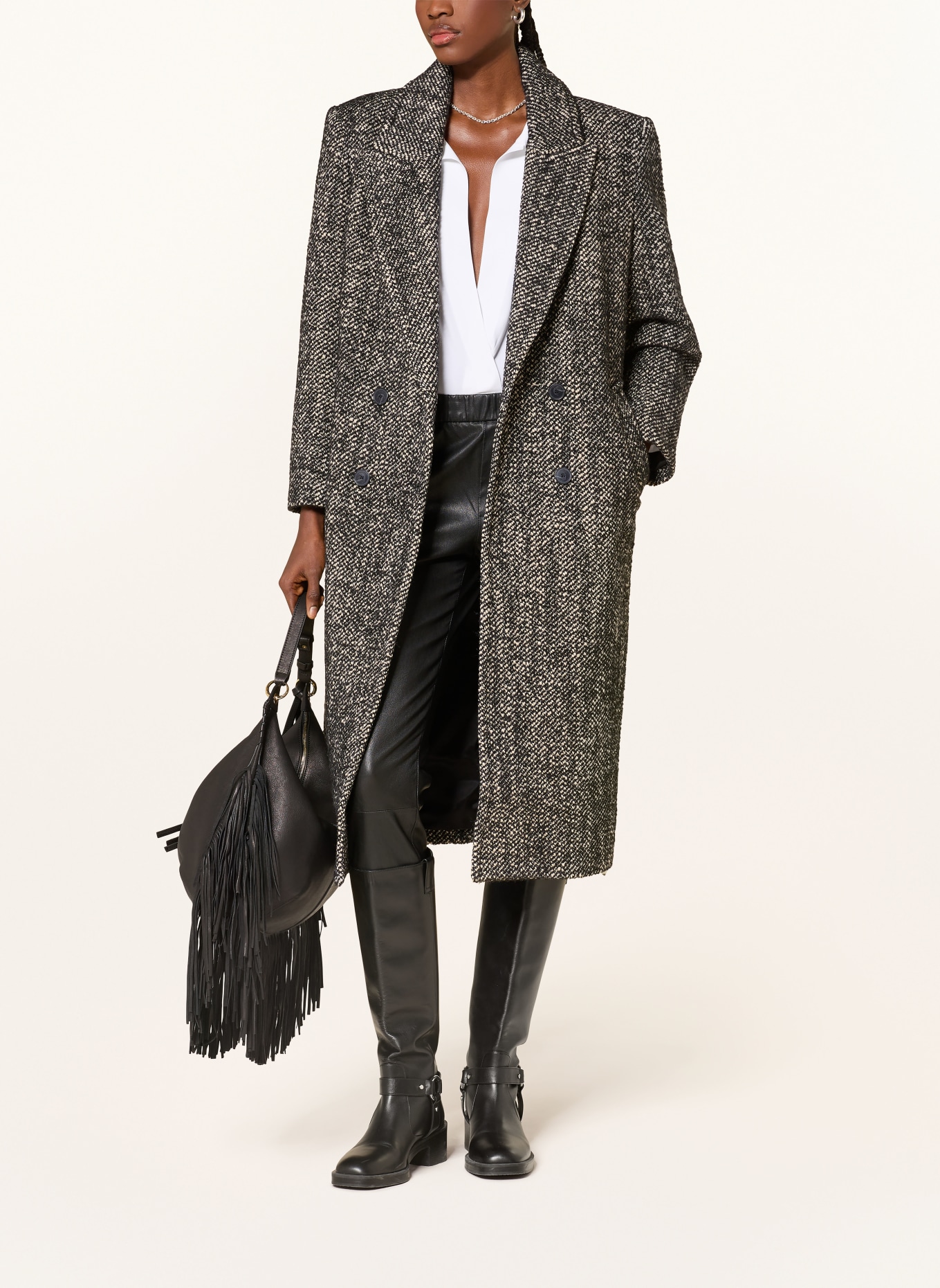 ba&sh Mantel VOXLOW: SCHWARZ / ECRU