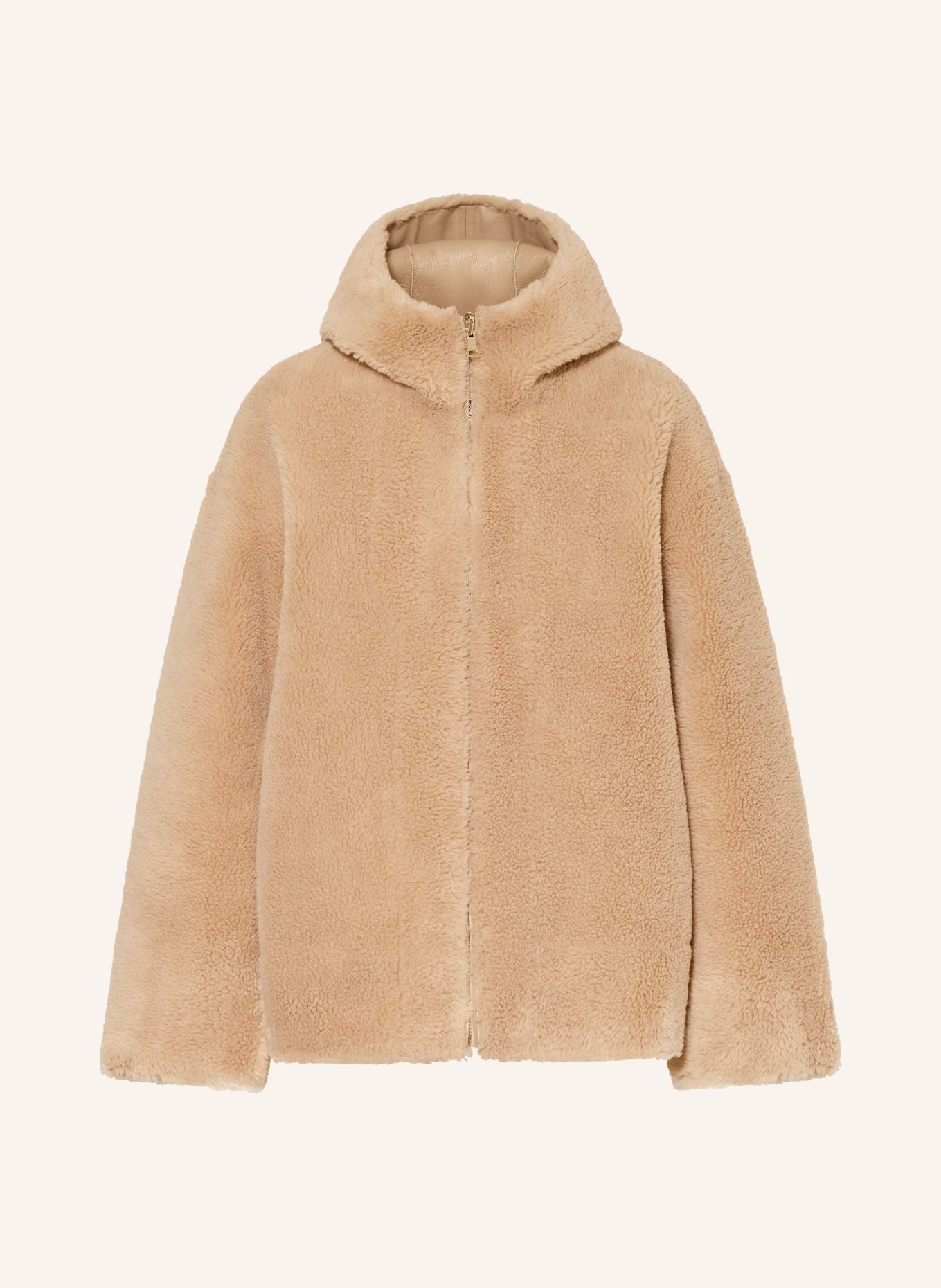 maje Teddyfell-Jacke zum Wenden: CAMEL