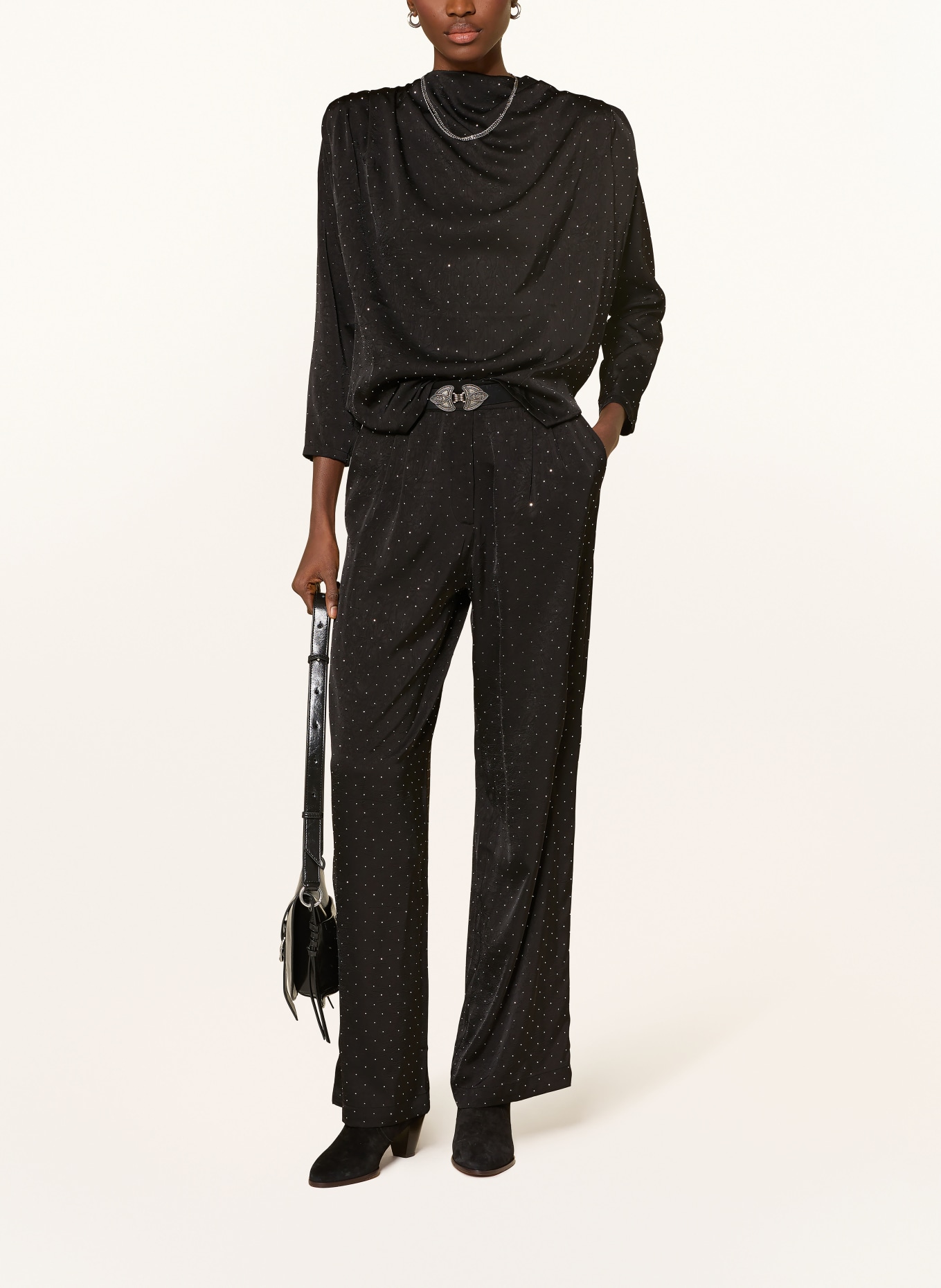 ba&sh Blusenshirt DEBRA mit Schmucksteinen: SCHWARZ