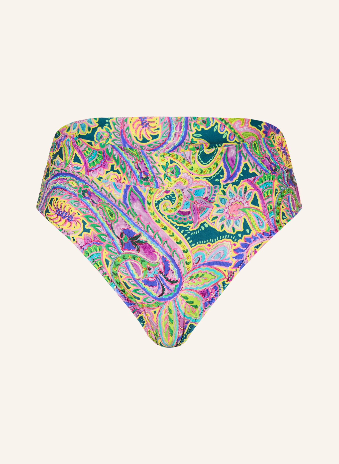 MARIE JO JOLISE high-waisted bikini bottoms: GREEN / PURPLE / YELLOW