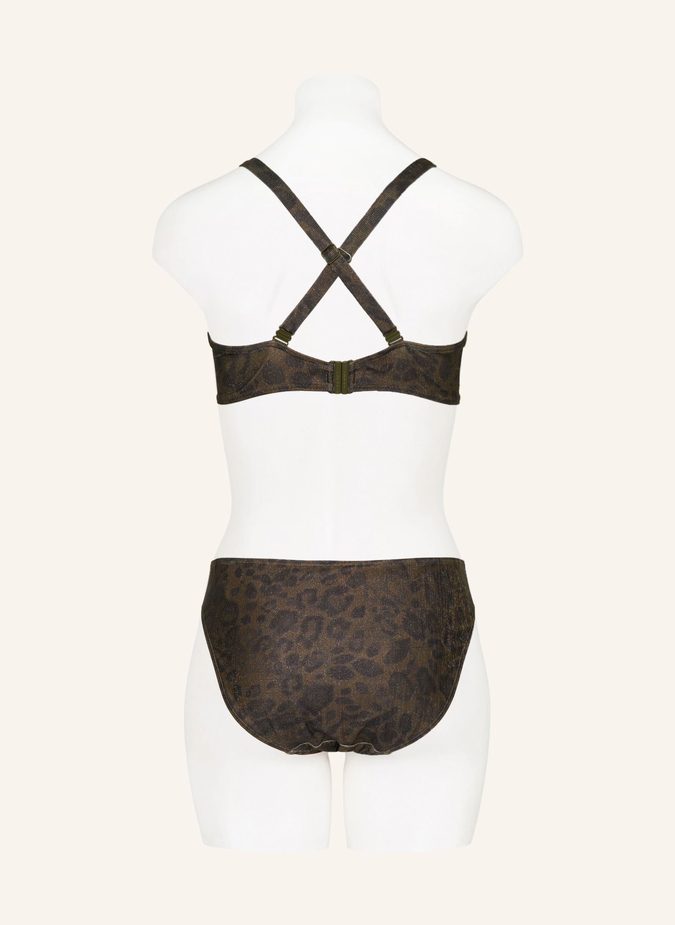 PrimaDonna Základní bikiny RATJADA s třpytivou nití: KHAKI / ČERNÁ