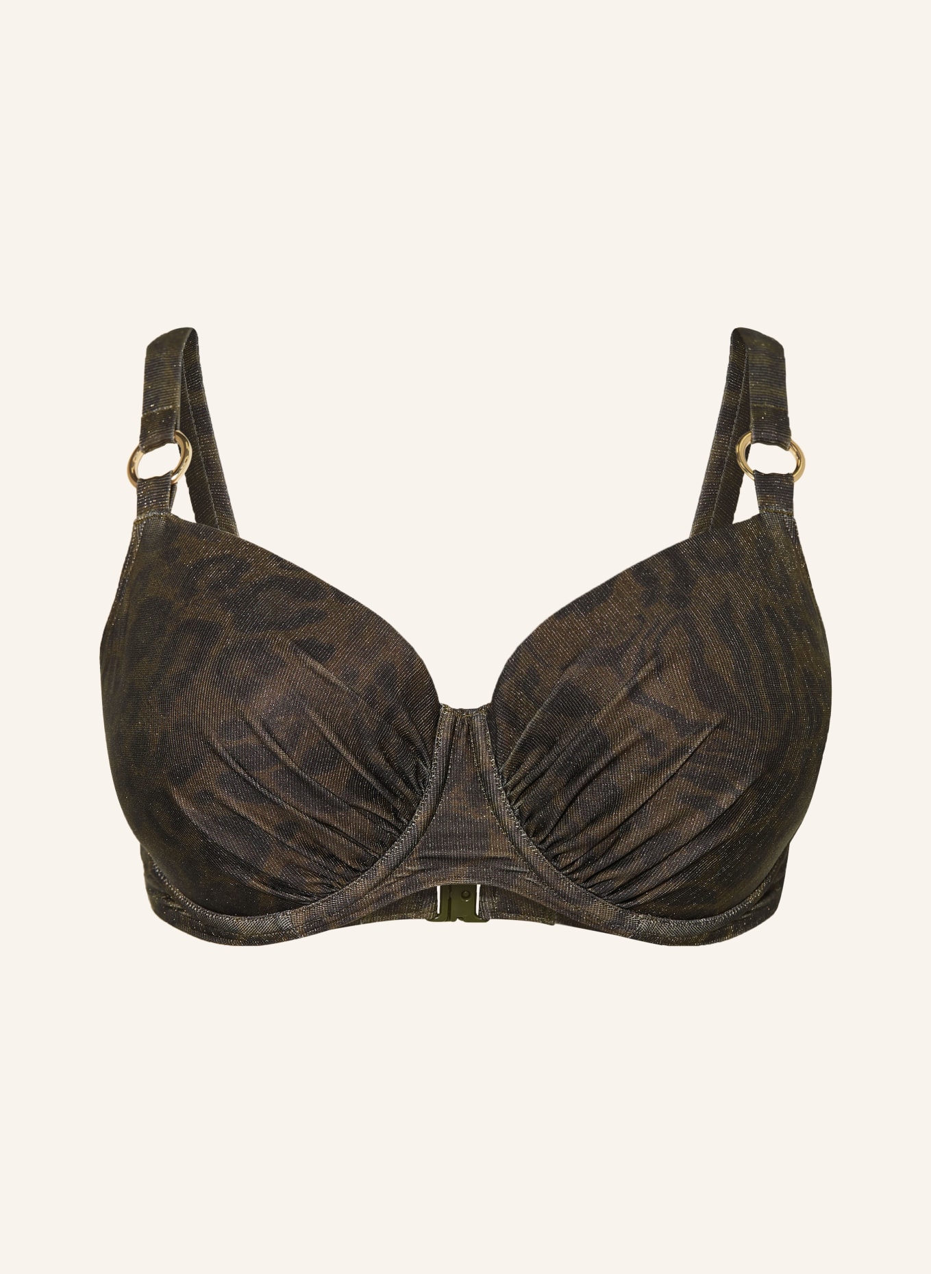 PrimaDonna Bikini top RATJADA s třpytivou nití: KHAKI / ČERNÁ