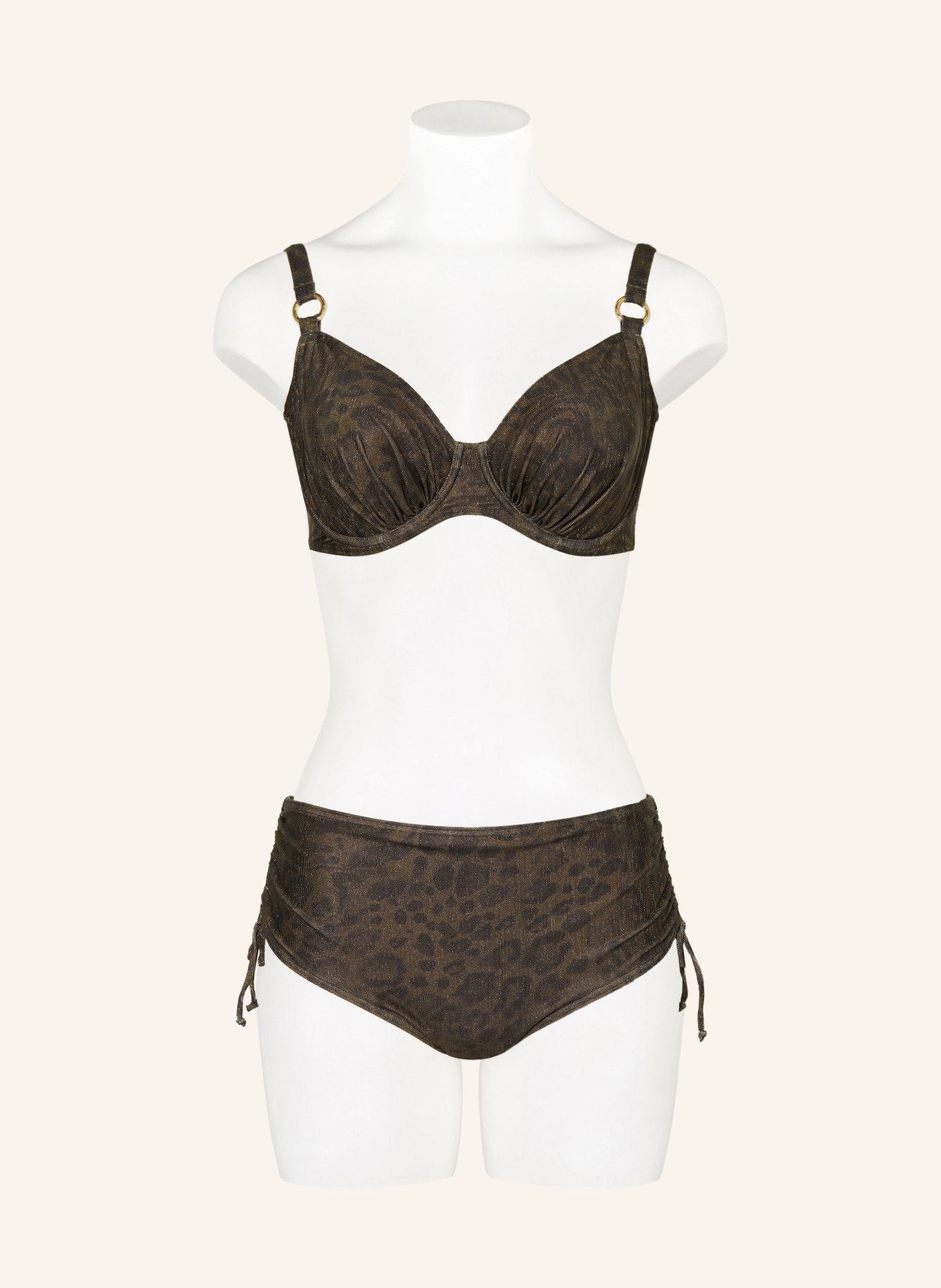 PrimaDonna Bikini top RATJADA s třpytivou nití: KHAKI / ČERNÁ