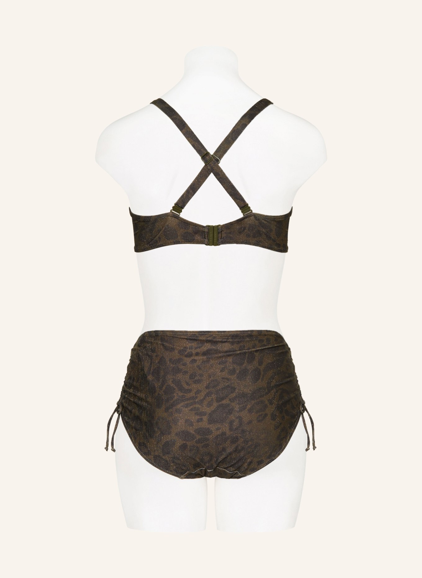 PrimaDonna Bikini top RATJADA s třpytivou nití: KHAKI / ČERNÁ
