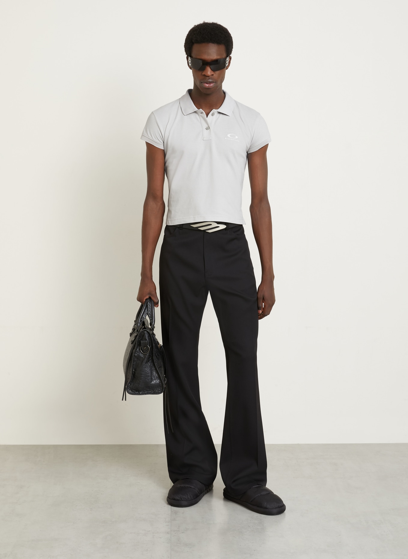 BALENCIAGA Piqué-Poloshirt: HELLGRAU