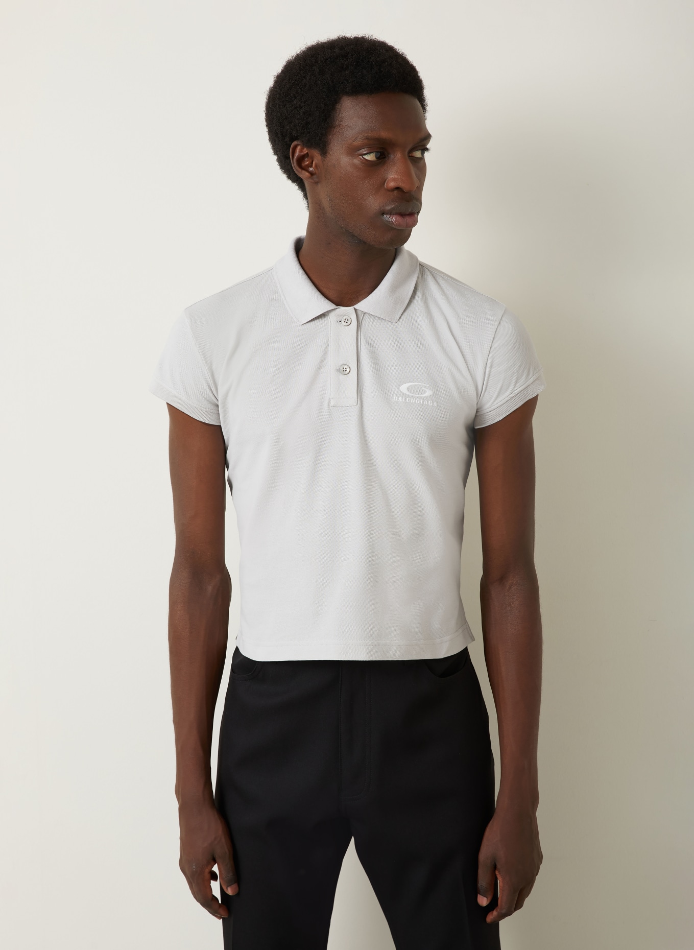 BALENCIAGA Piqué-Poloshirt: HELLGRAU