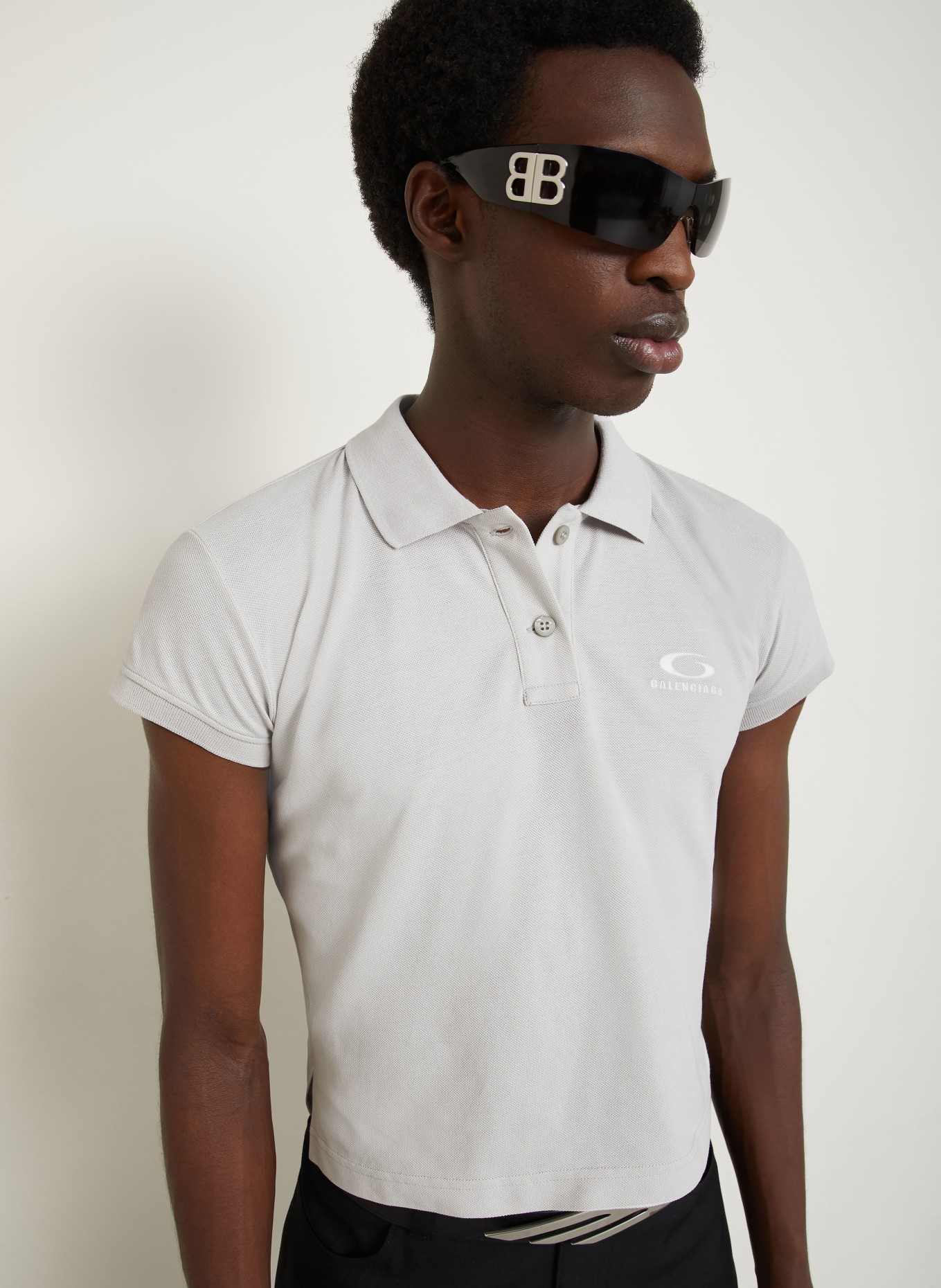 BALENCIAGA Piqué-Poloshirt: HELLGRAU