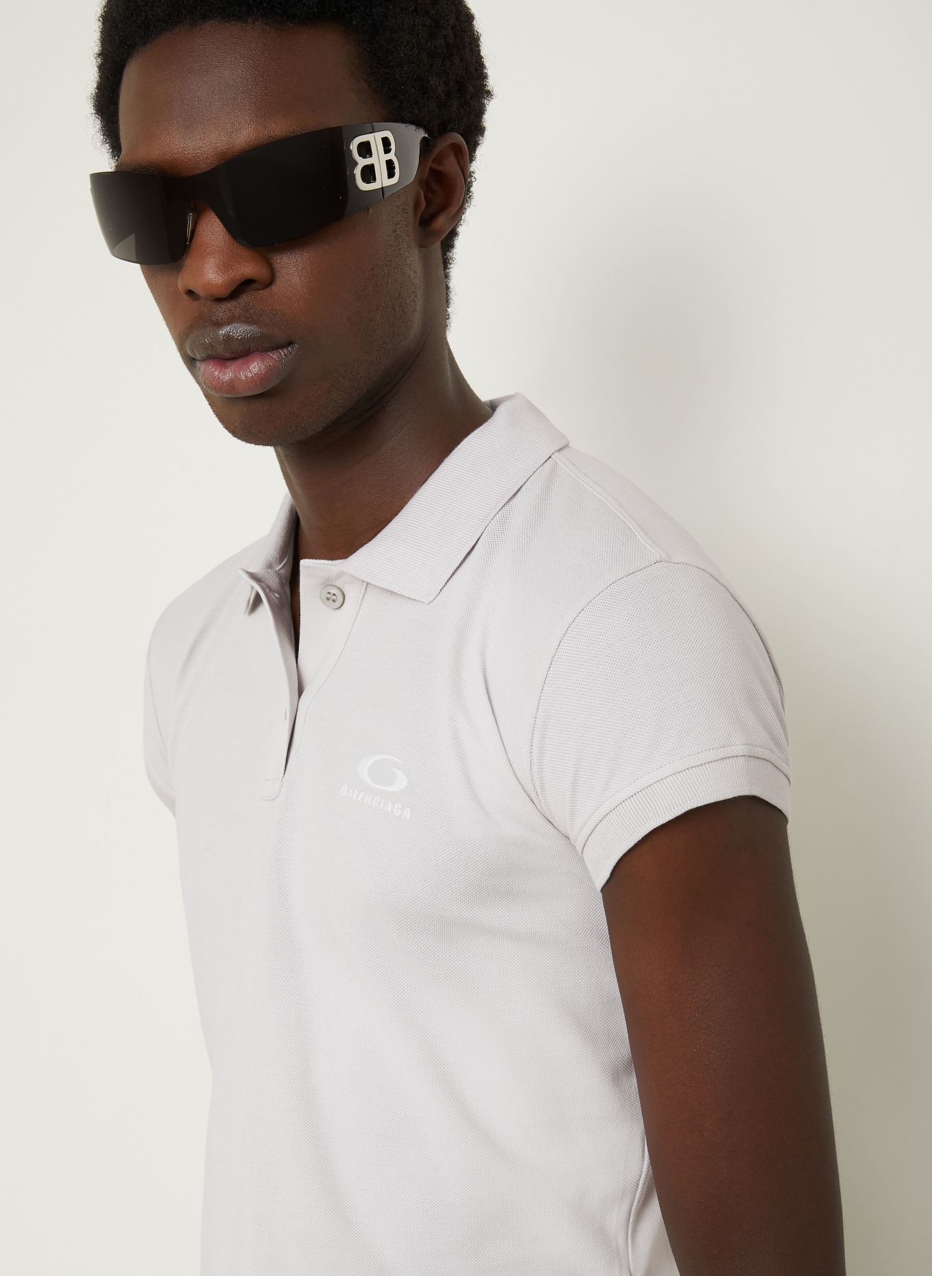 BALENCIAGA Piqué-Poloshirt: HELLGRAU