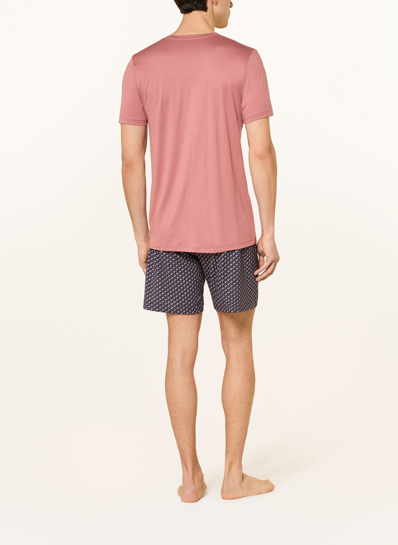 mey Schlafshorts Serie MIDNIGHT DRINK: DUNKELBLAU / ALTROSA / GRAU