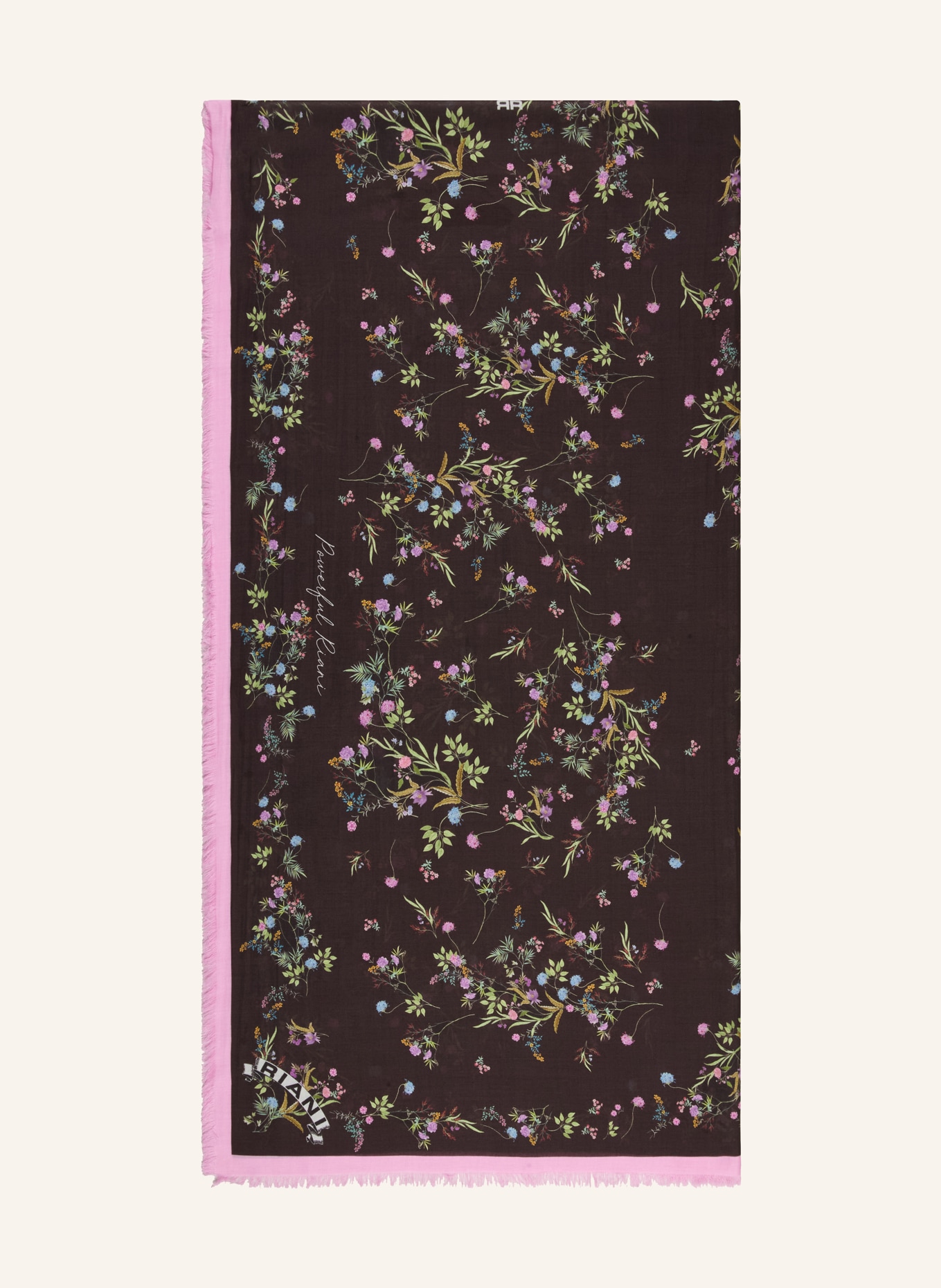 RIANI Schal: DUNKELBRAUN / ROSA / HELLGRÜN