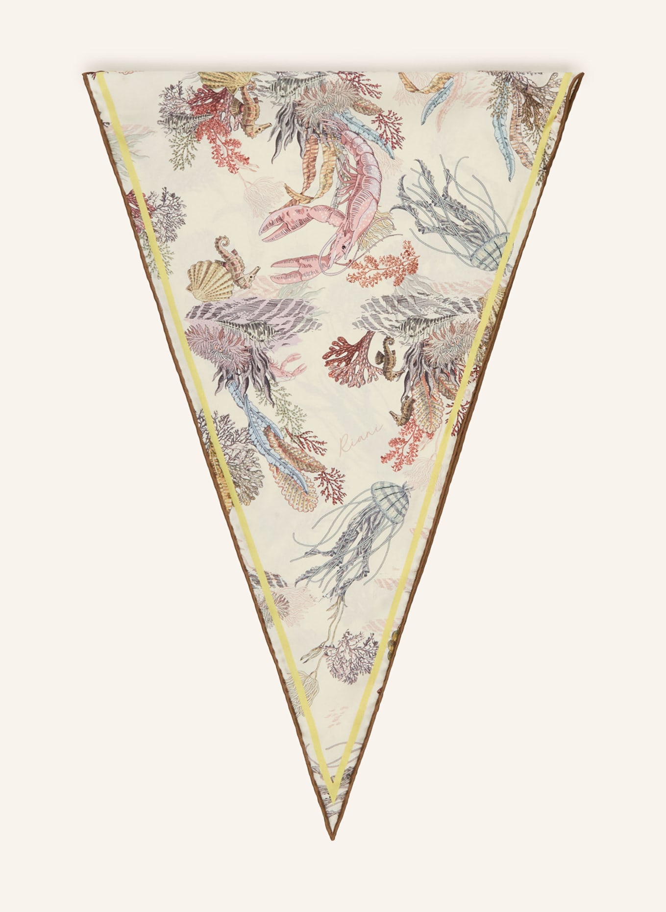 RIANI foulard en soie: MARRON CLAIR / SAUMON / JAUNE