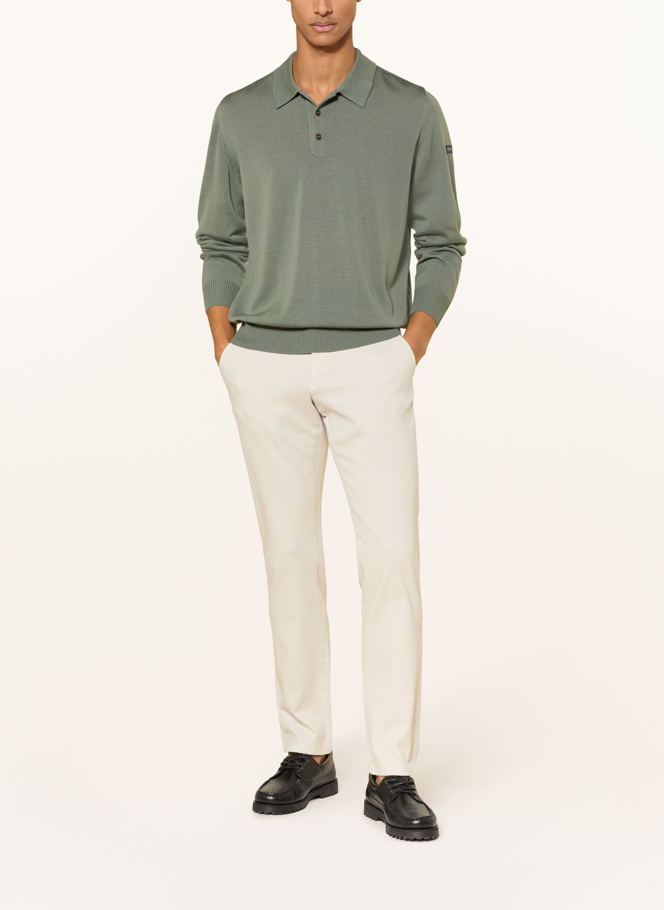 MAERZ MUENCHEN Strick-Poloshirt: DUNKELGRÜN