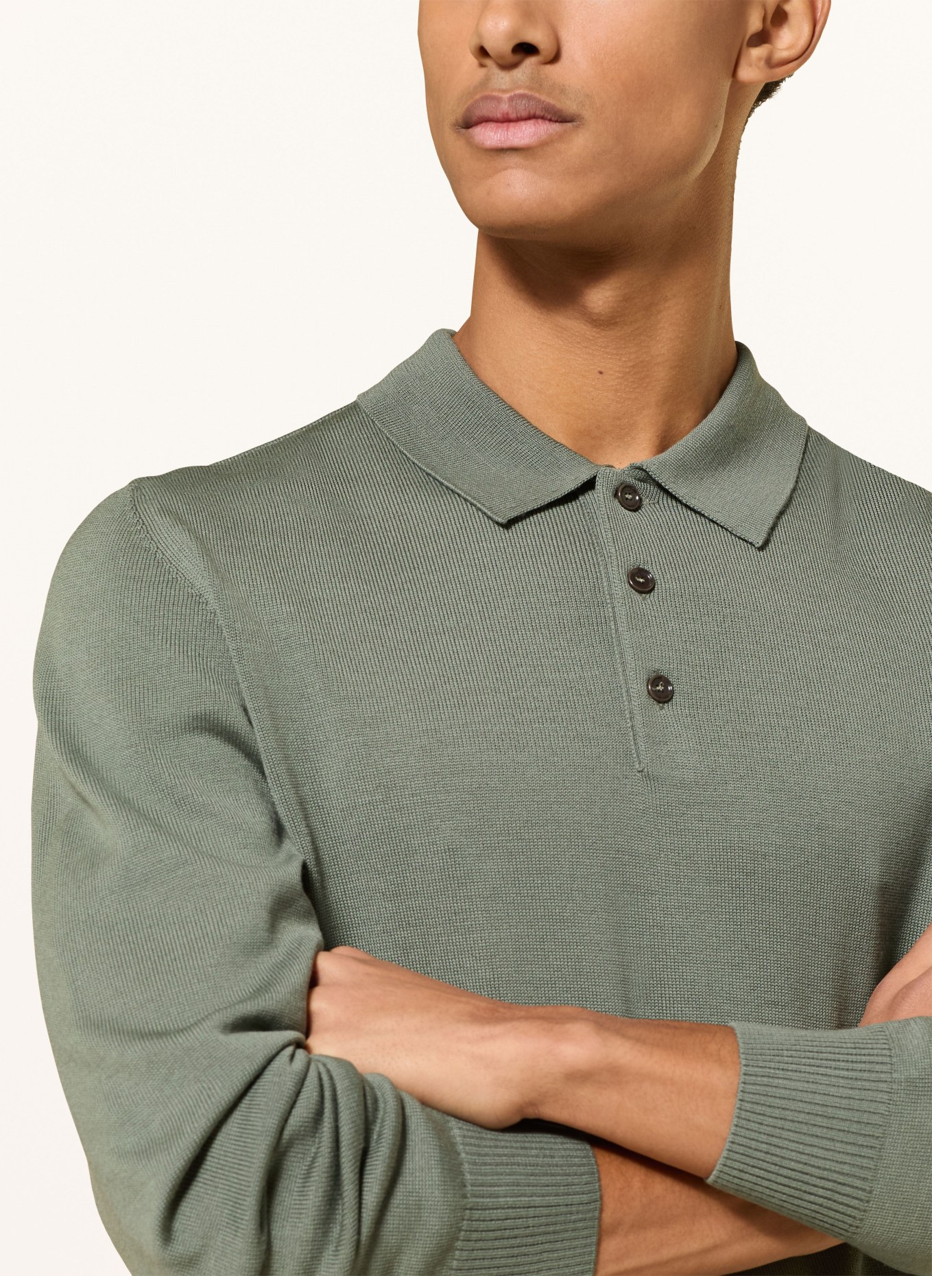 MAERZ MUENCHEN Strick-Poloshirt: DUNKELGRÜN