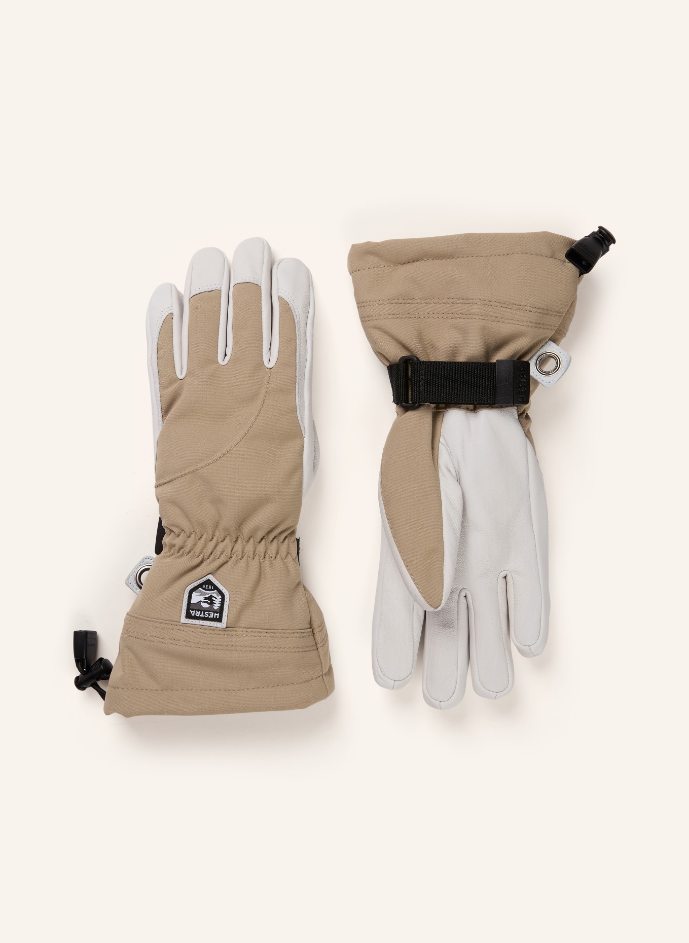 HESTRA Skiing gloves HELI: TAUPE / CREAM