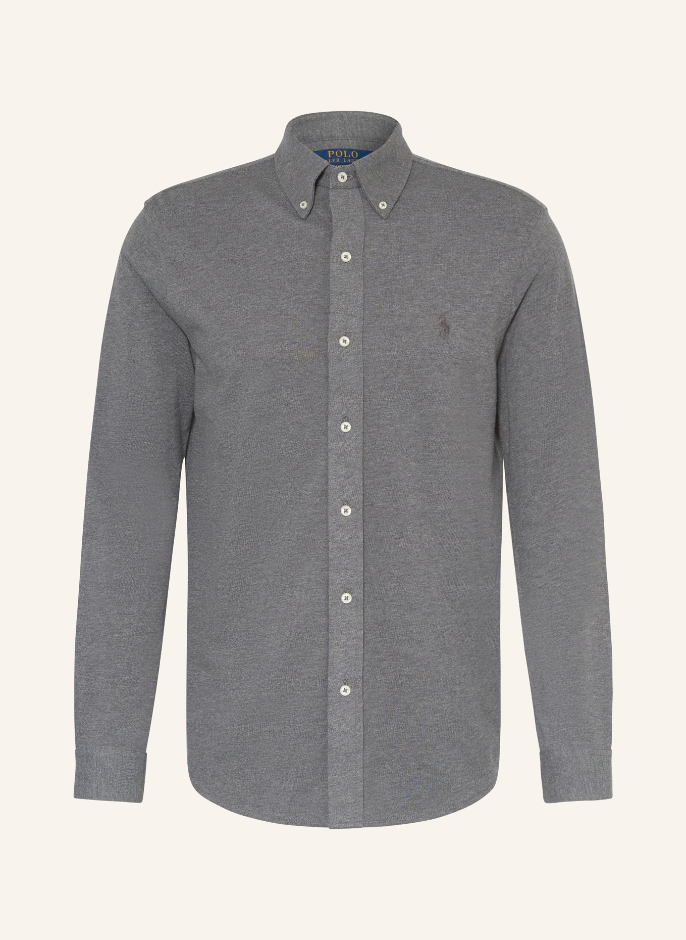 POLO RALPH LAUREN Piqué-Hemd Custom Fit: DUNKELGRAU