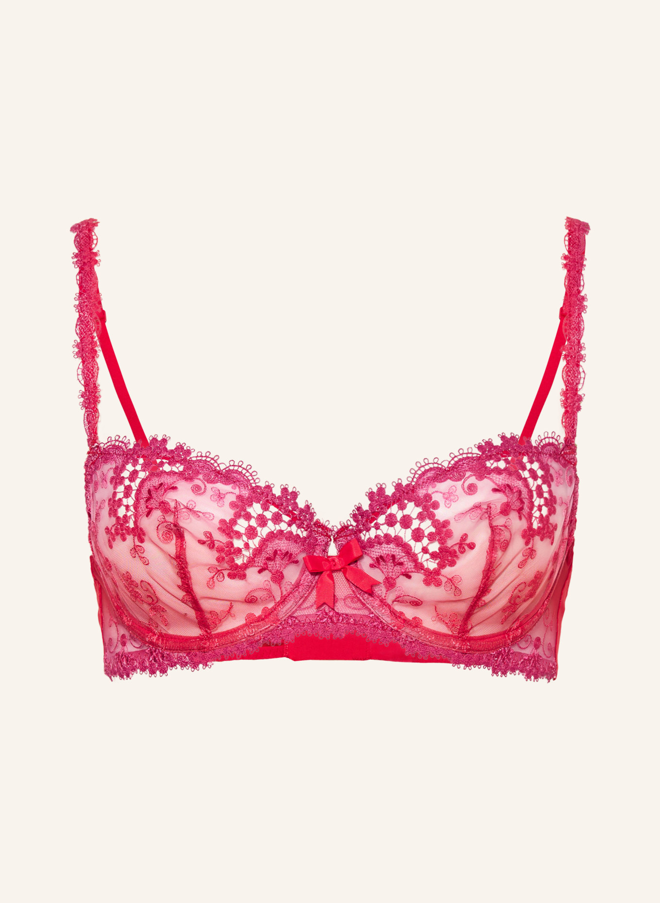 SIMONE PÉRÈLE Biustonosz balkonetka WISH: CZERWONY / MOCNORÓŻOWY