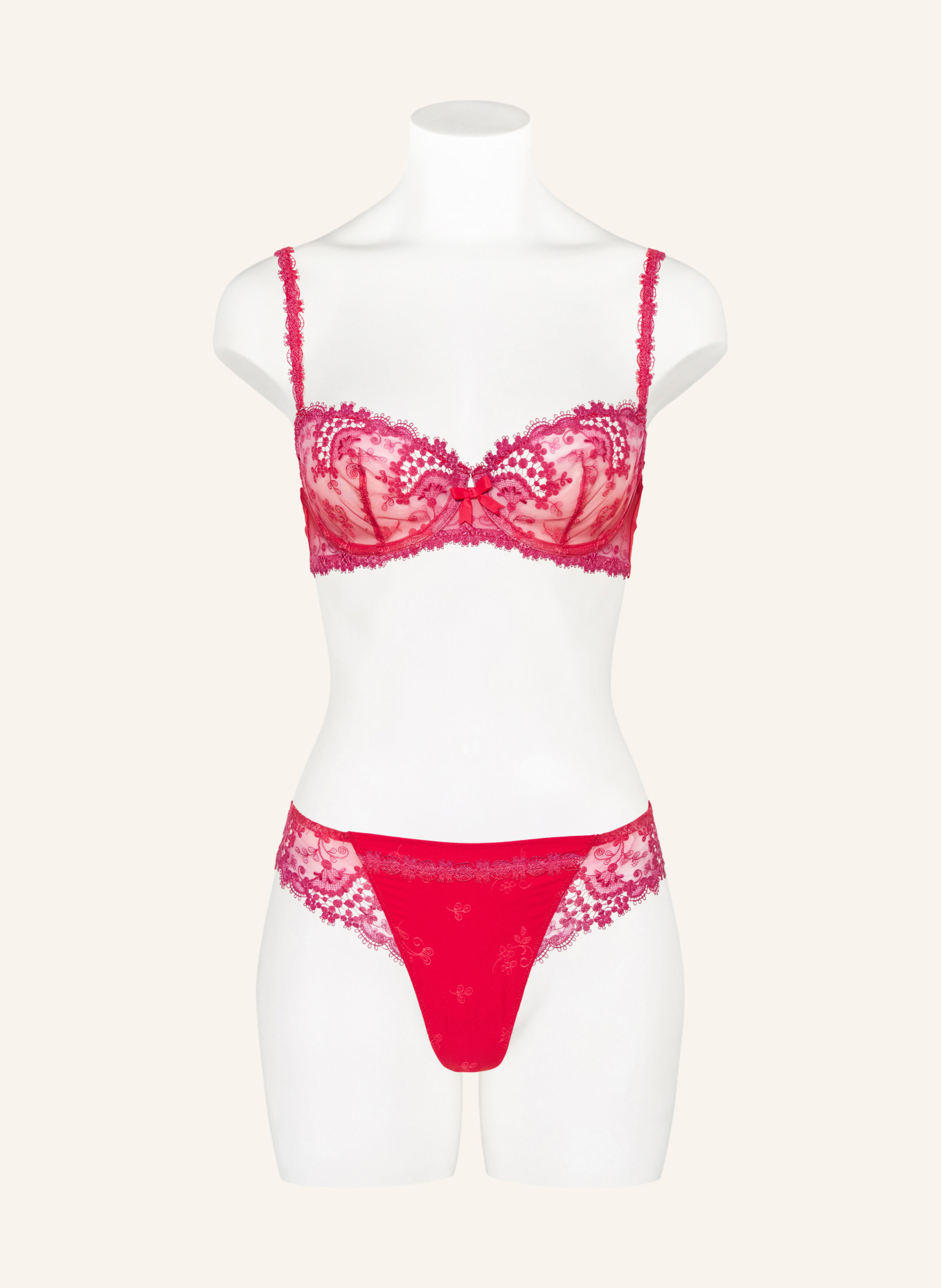 SIMONE PÉRÈLE Biustonosz balkonetka WISH: CZERWONY / MOCNORÓŻOWY