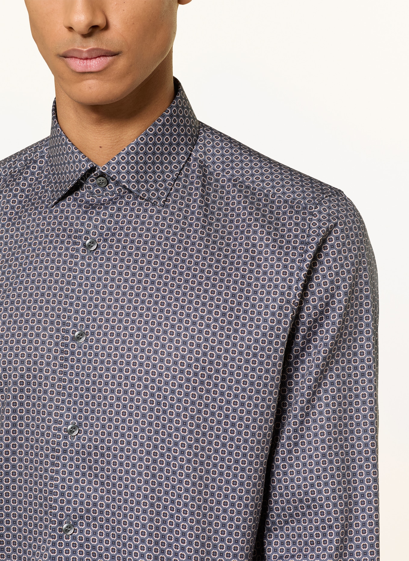 OLYMP Hemd Level Five body fit: BLAUGRAU / BEIGE / WEISS