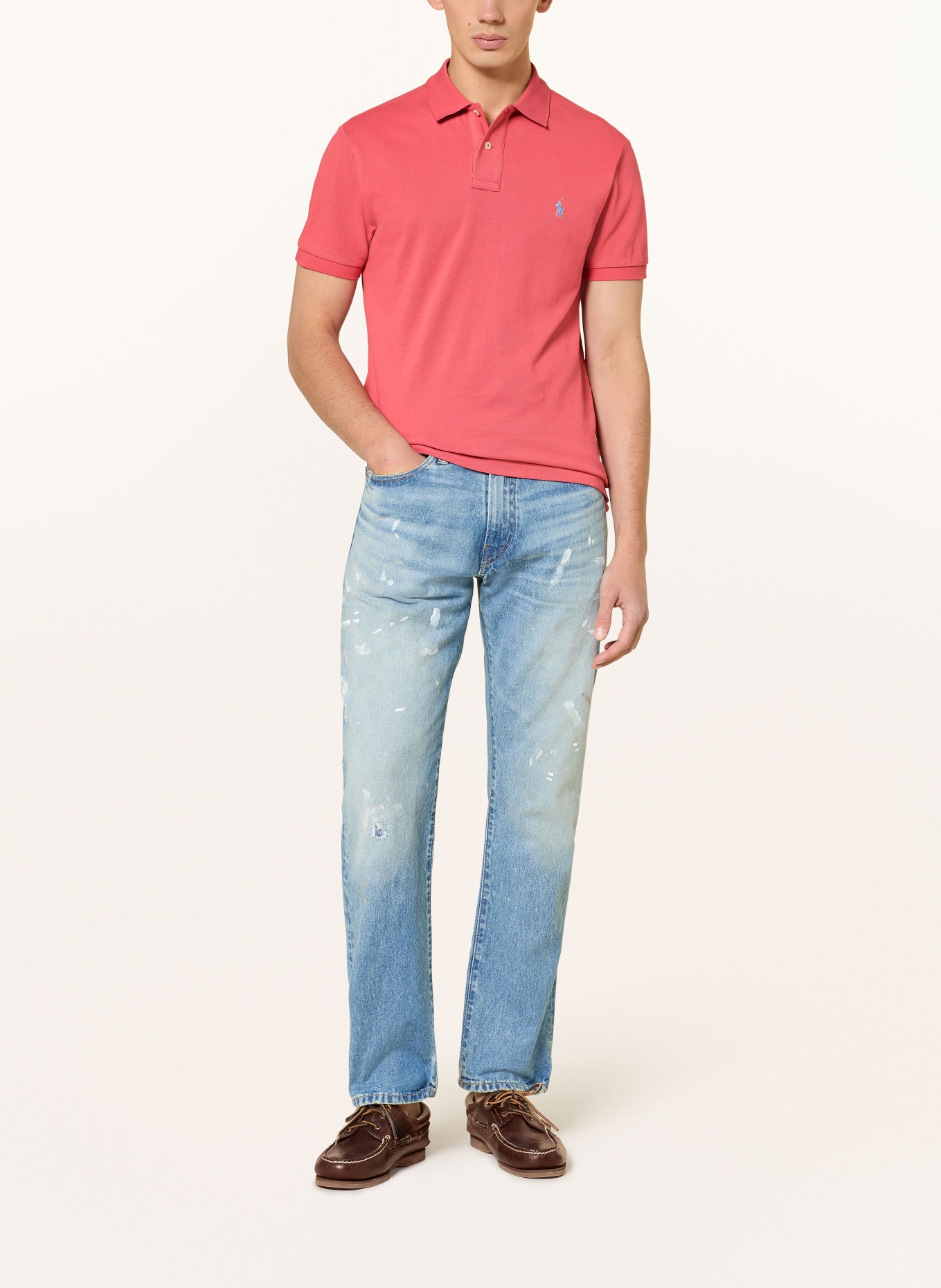 POLO RALPH LAUREN Polokošile z piké Custom Slim Fit: SVĚTLE ČERVENÁ