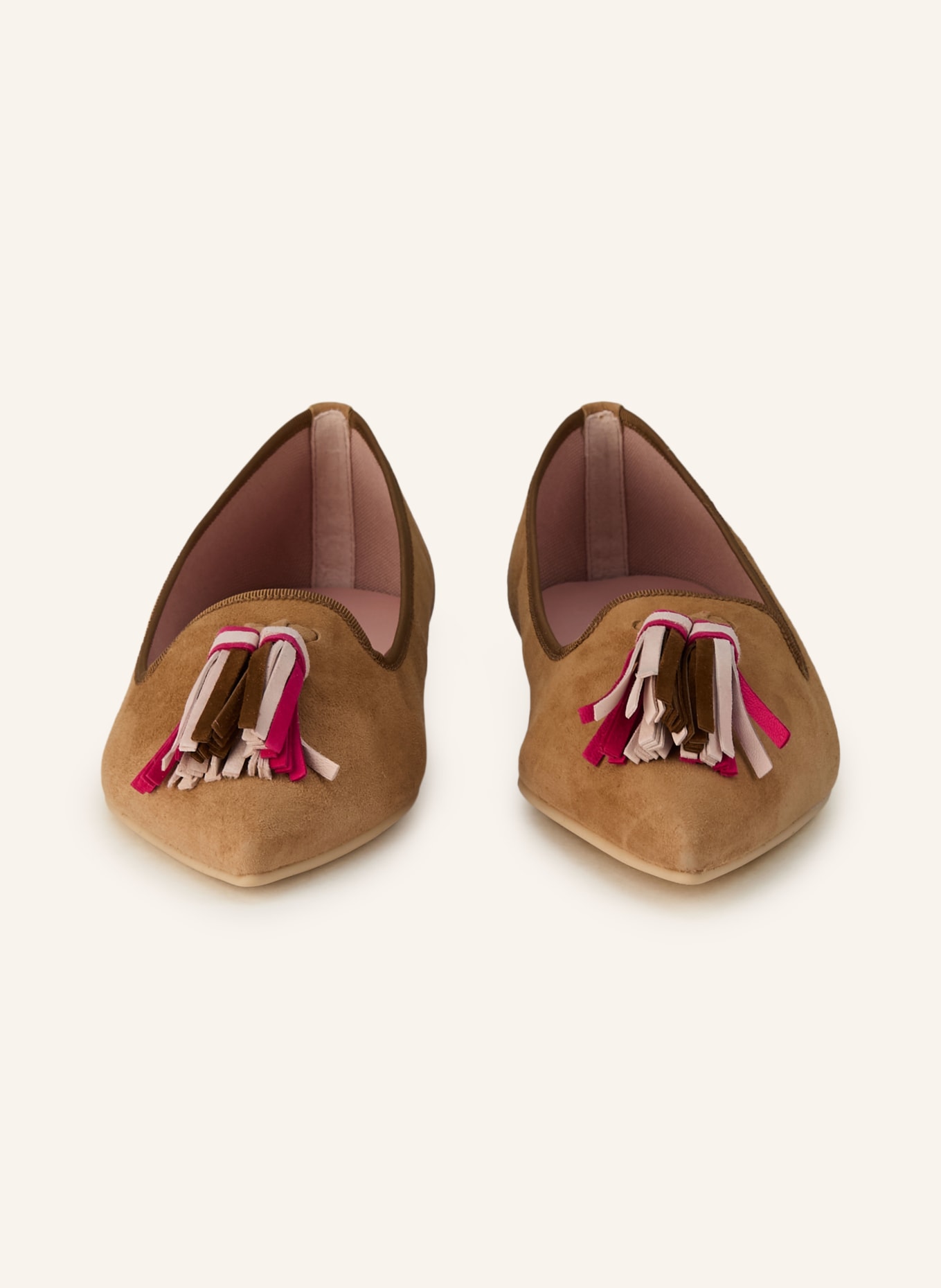 Pretty Ballerinas Pantofle z frędzlami ELLA: CAMELOWY / JASNORÓŻOWY / MOCNORÓŻOWY