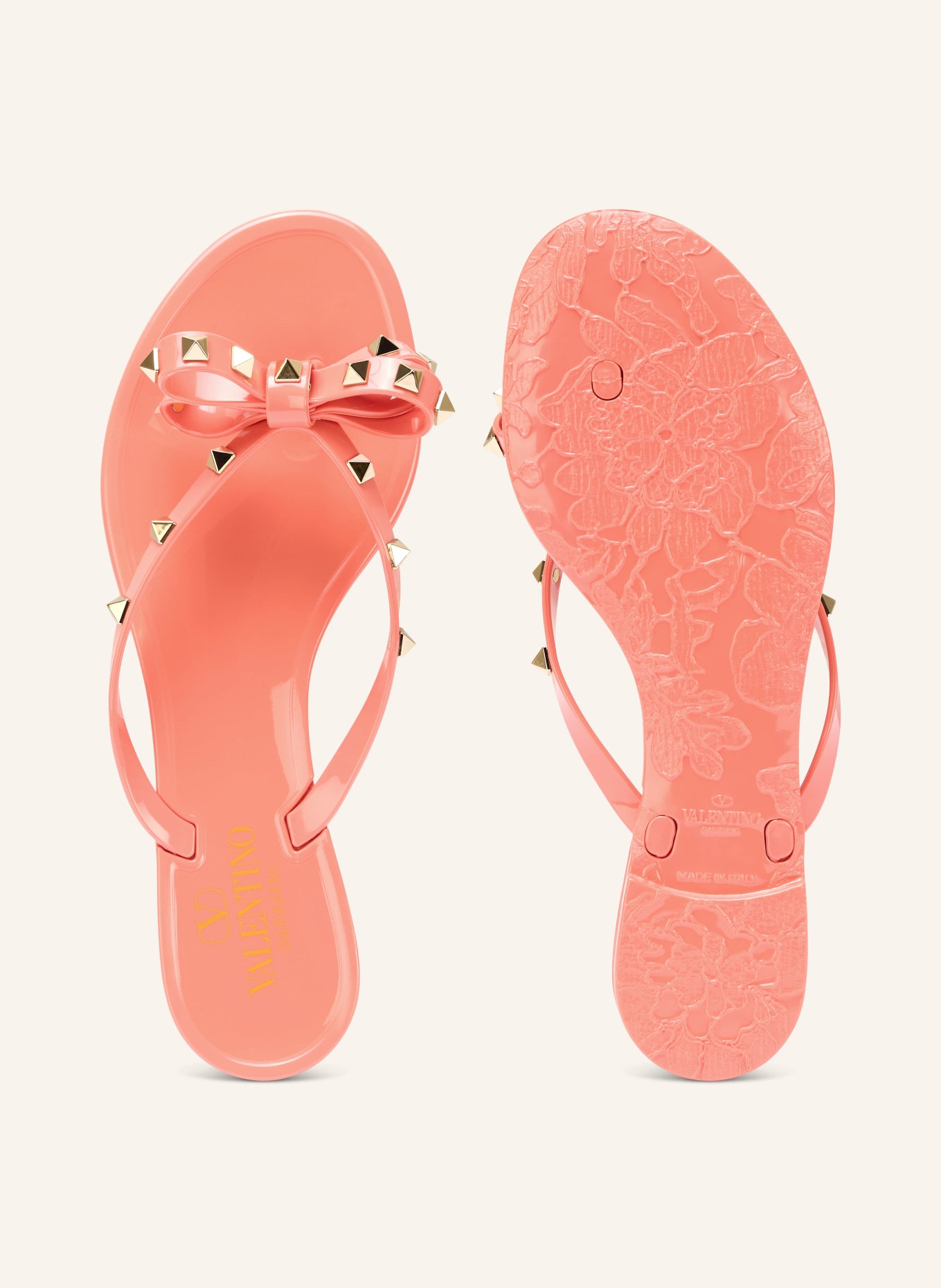 VALENTINO GARAVANI Zehentrenner SUMMER ROCKSTUD mit Nieten: LACHS